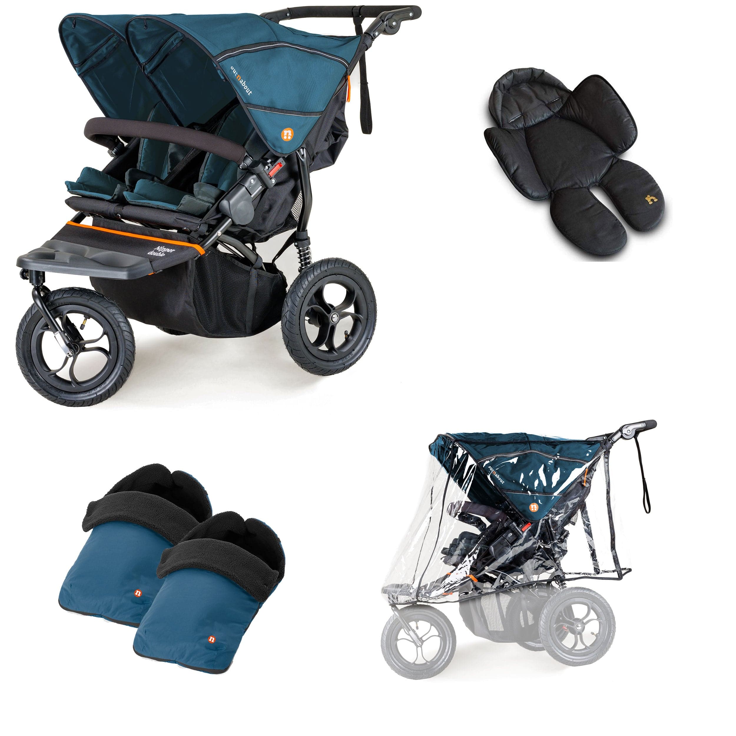 Out n About 3 Wheeler Pushchair Bundles Out n About Nipper Double Duo Comfort Kit in Highland Blue 15791-DTN-COM-BLU