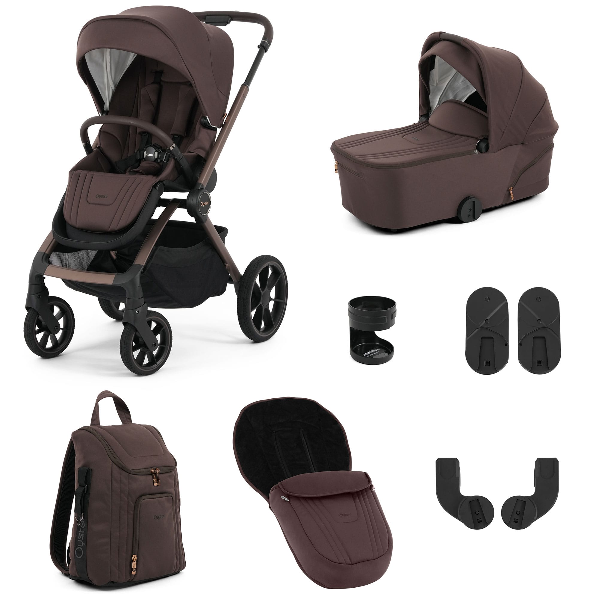 Oyster baby prams Oyster Vee Stroller & Carrycot Bundle - Chocolate