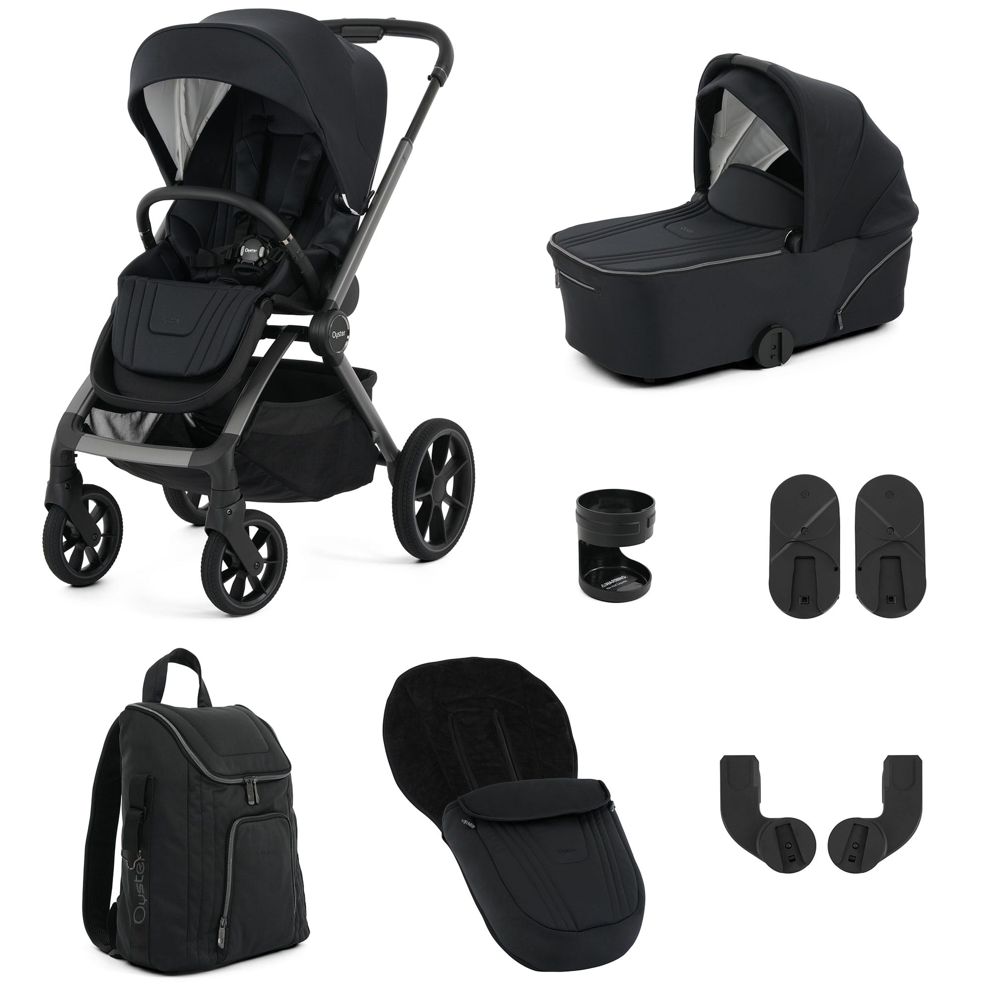 Oyster baby prams Oyster Vee Stroller & Carrycot Bundle - Liquorice OVSULI