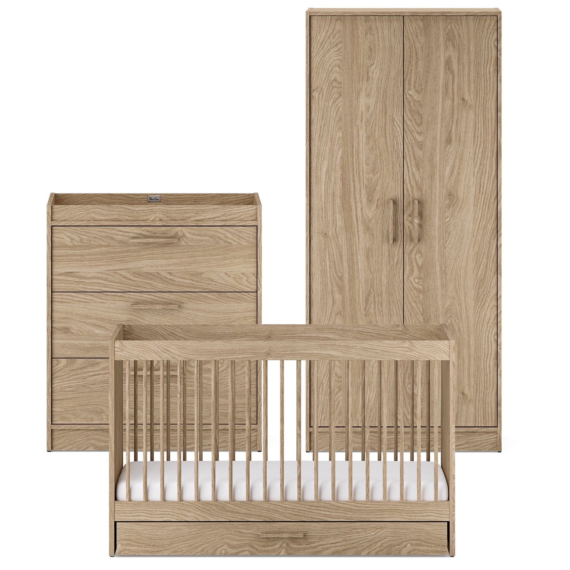 Silver Cross cot bed room sets Silver Cross Geneva 3 Piece Room Set - Oak 18926-GEN-1