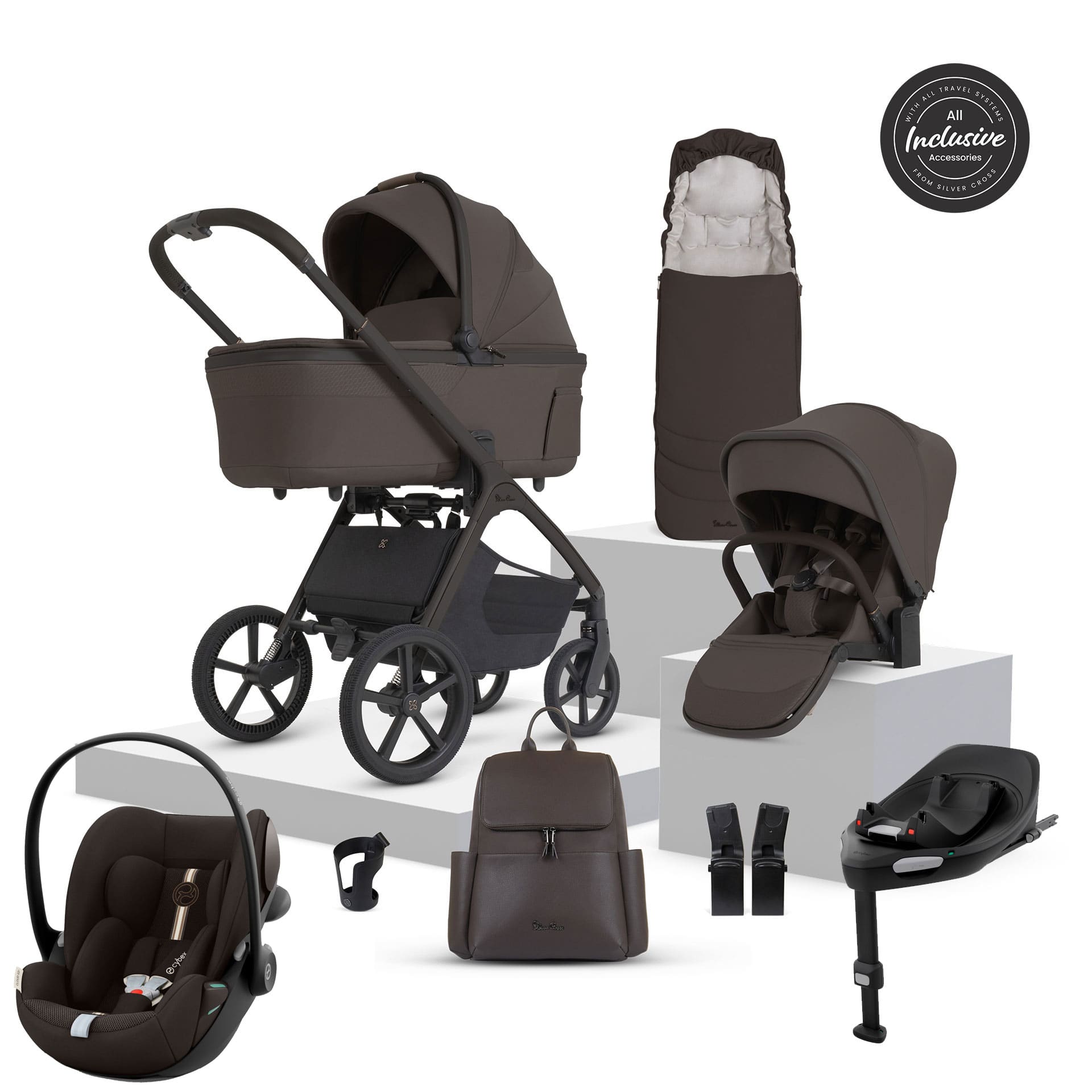 Silver Cross travel systems Silver Cross Cove 2 Cybex Travel System - Chocolate