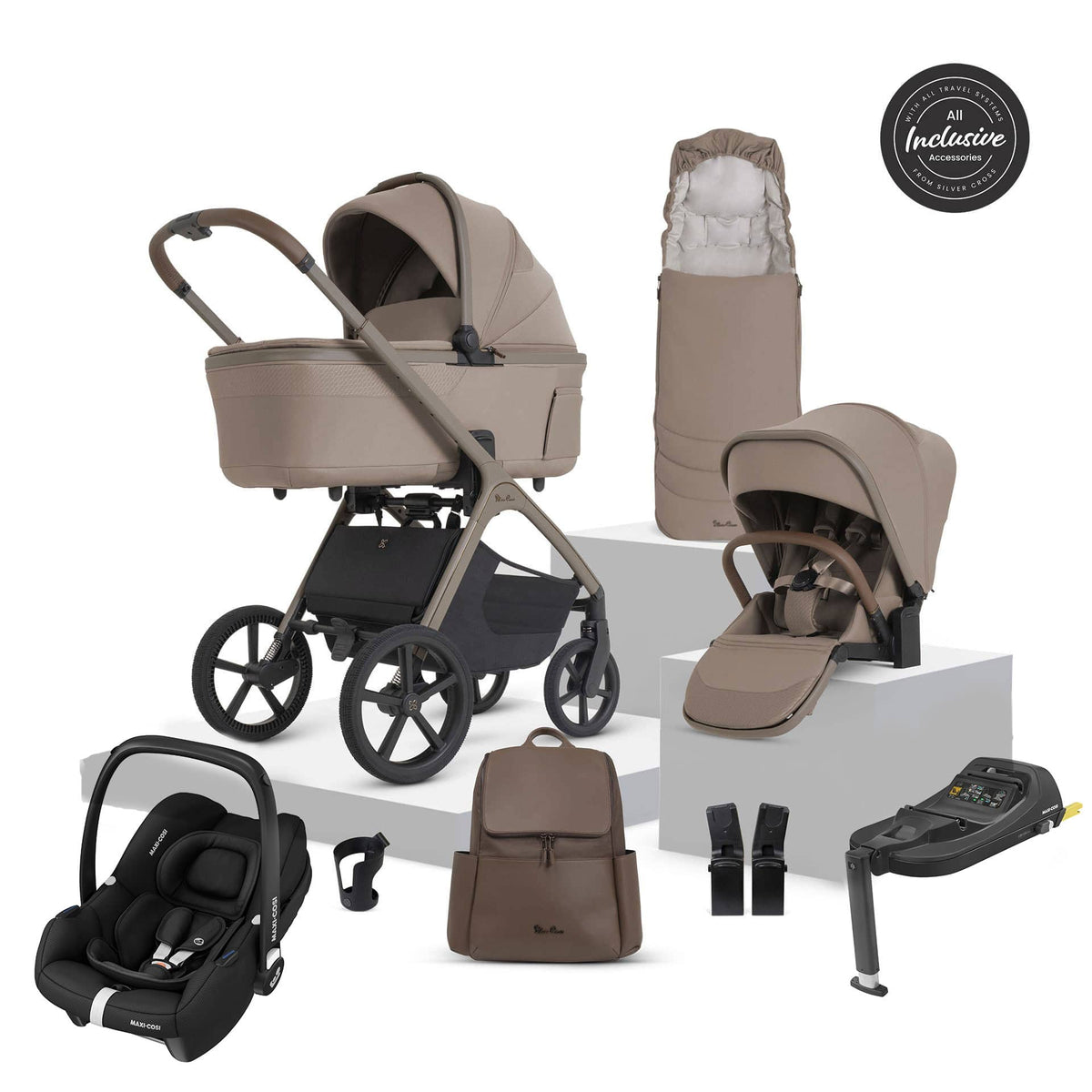 Silver Cross travel systems Silver Cross Cove 2 Maxi-Cosi Travel System - Champagne 23121-CHA-1