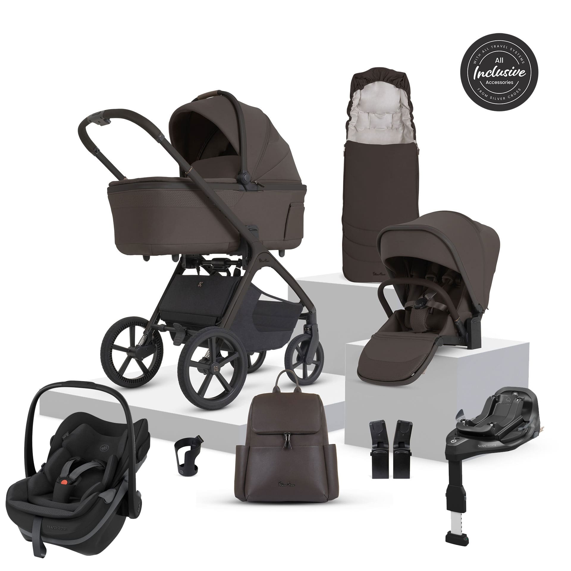 Silver Cross travel systems Silver Cross Cove 2 Maxi-Cosi Travel System - Chocolate 23121-CHO