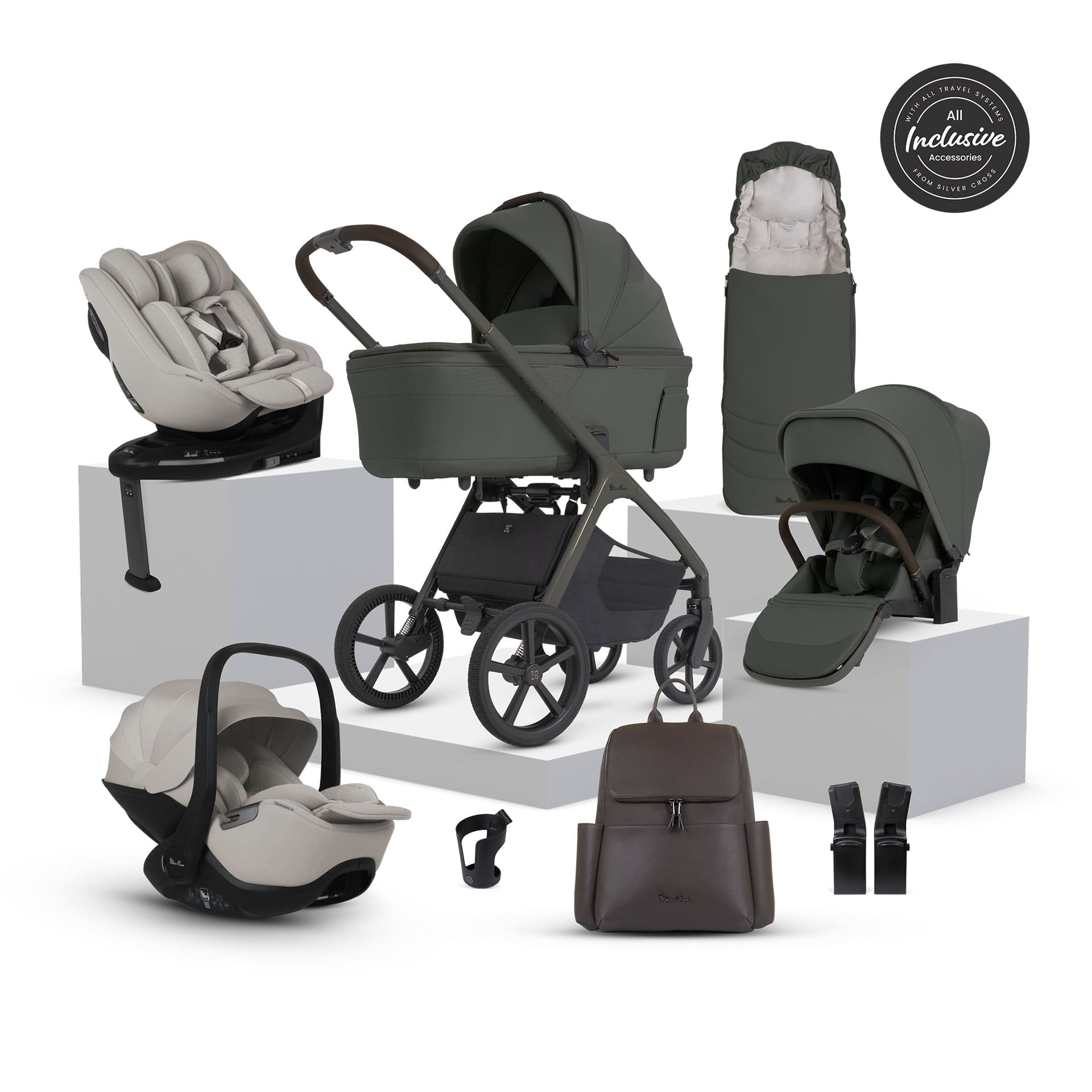 Silver Cross travel systems Silver Cross Cove 2 Ultimate 360 Family Bundle - Pewter 23111-PEW-1