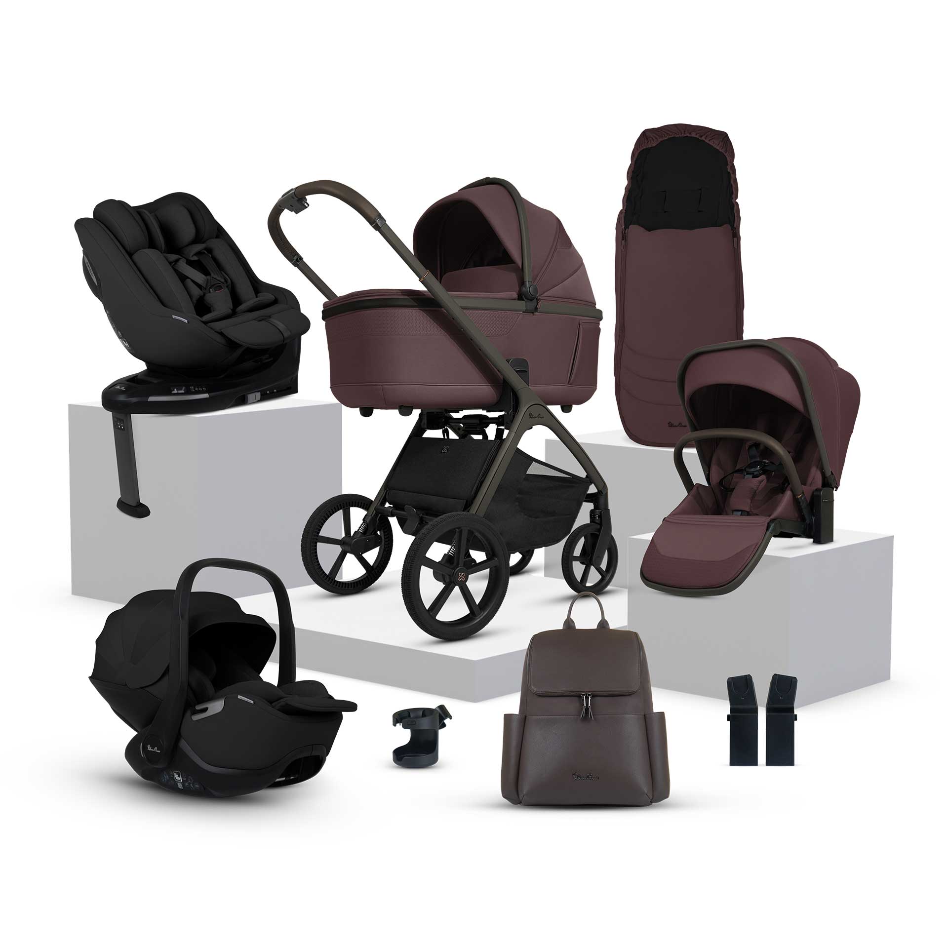 Silver Cross travel systems Silver Cross Cove Ultimate 360 Family Car Seat Bundle - Damson ICF.DSB