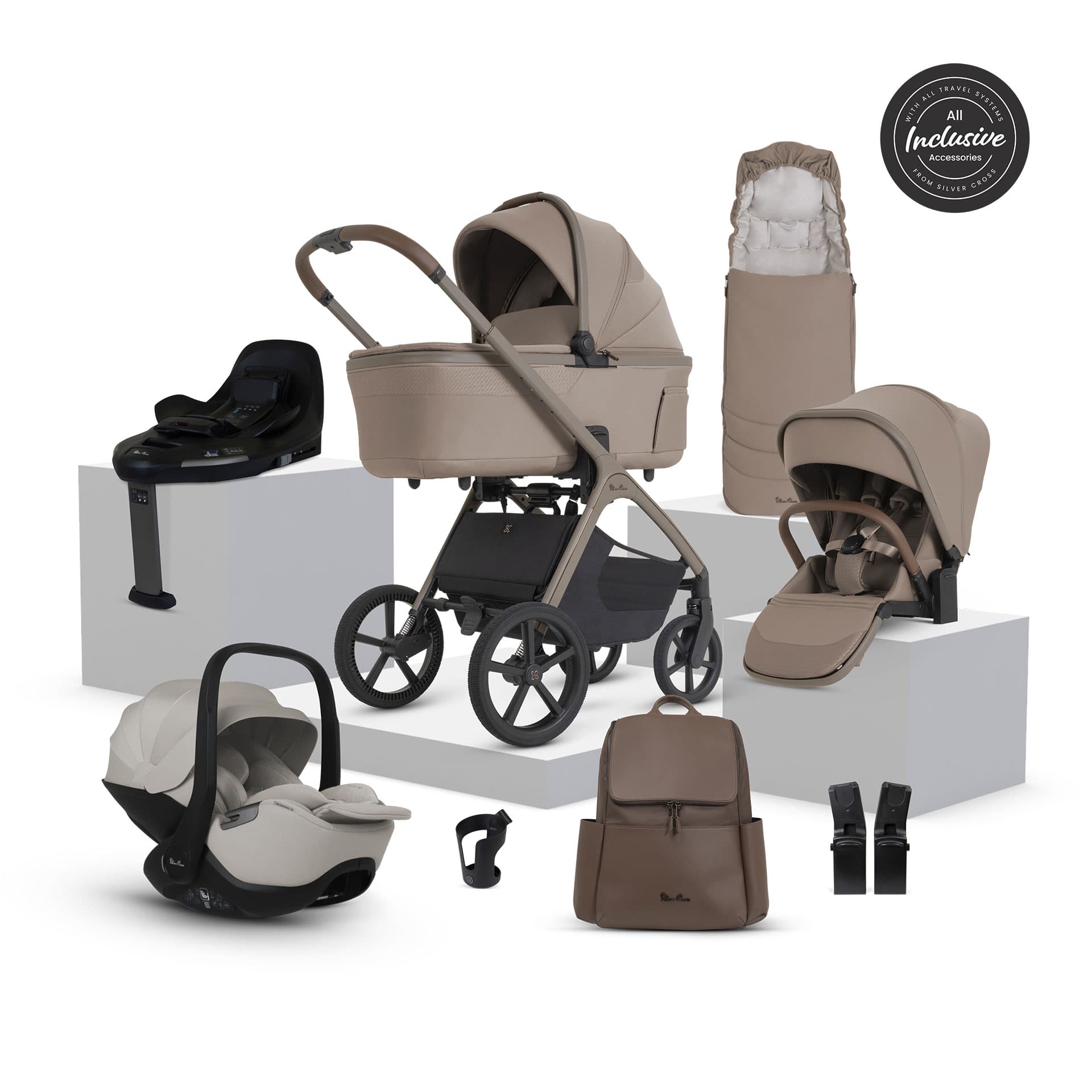 Silver Cross travel systems Silver Cross Cove Ultimate 360 Infant Carrier Bundle - Champagne