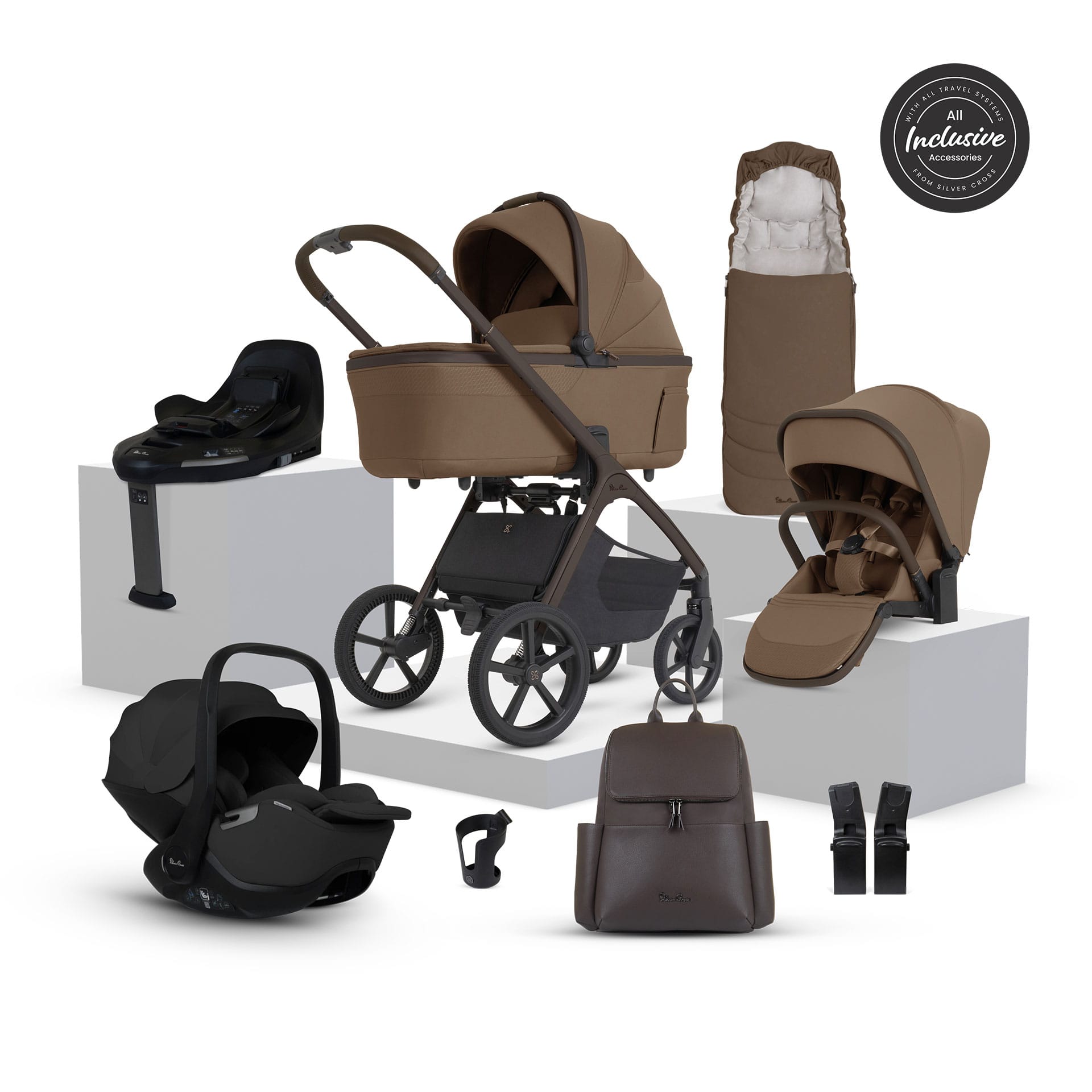 Silver Cross travel systems Silver Cross Cove Ultimate 360 Infant Carrier Bundle - Maple