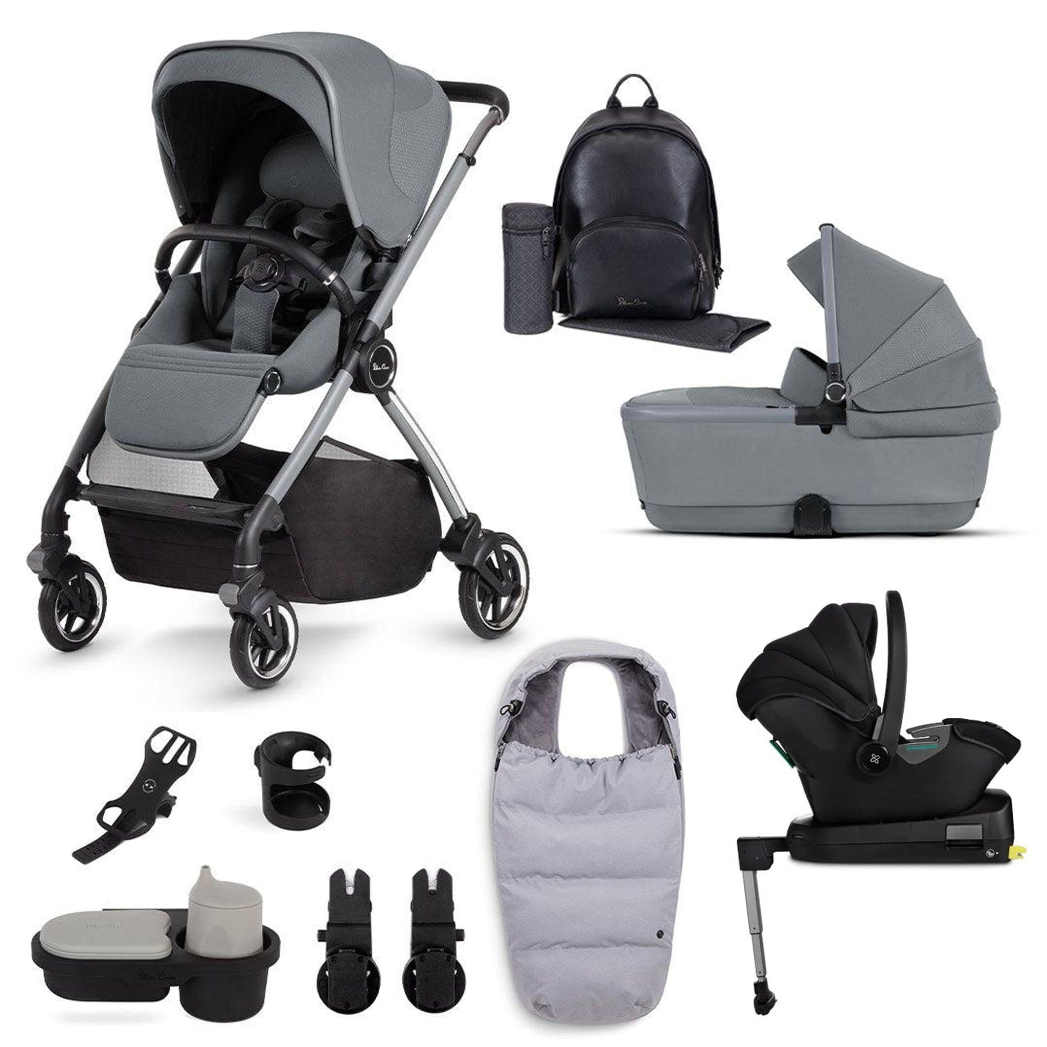 Silver Cross travel systems Silver Cross Dune + Ultimate Pack with First Bed Folding Carrycot - Glacier KTDU.GL4