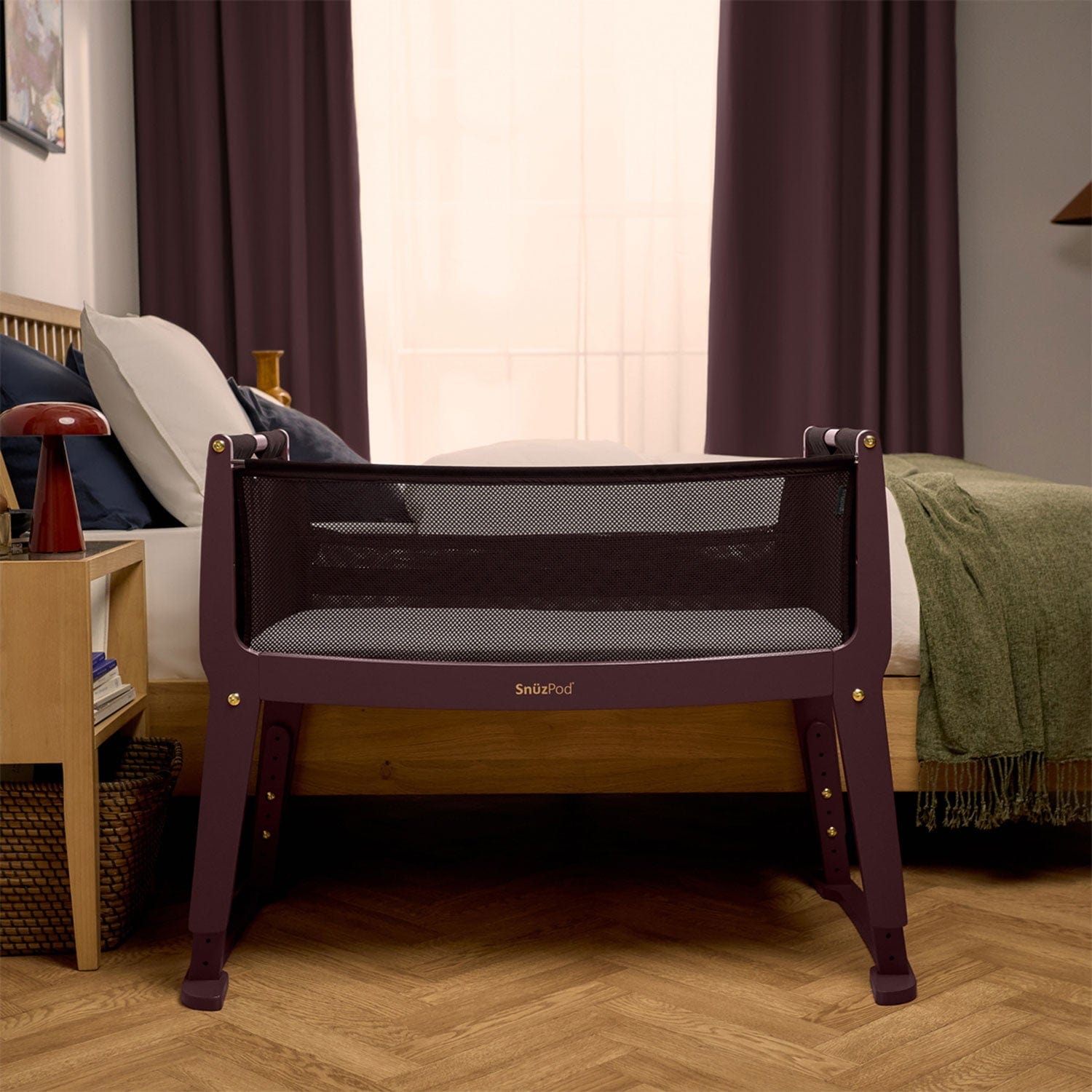 SnuzPod cribs SnuzPod4 Studio Bedside Crib  - Rome Burgundy FN032F