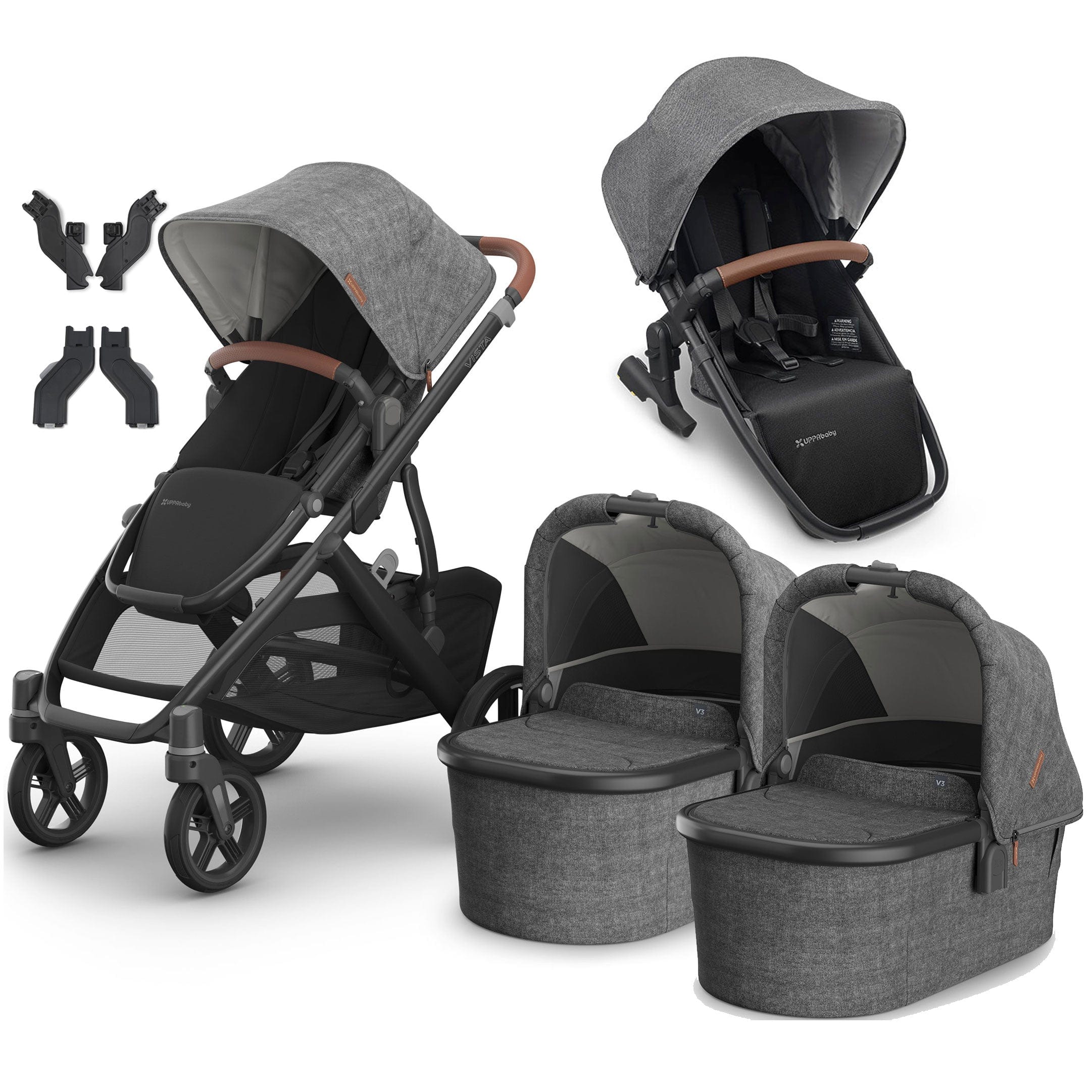 Uppababy baby prams Uppababy Vista V3 Twin Pram - Greyson VIS-TWIN-GREY