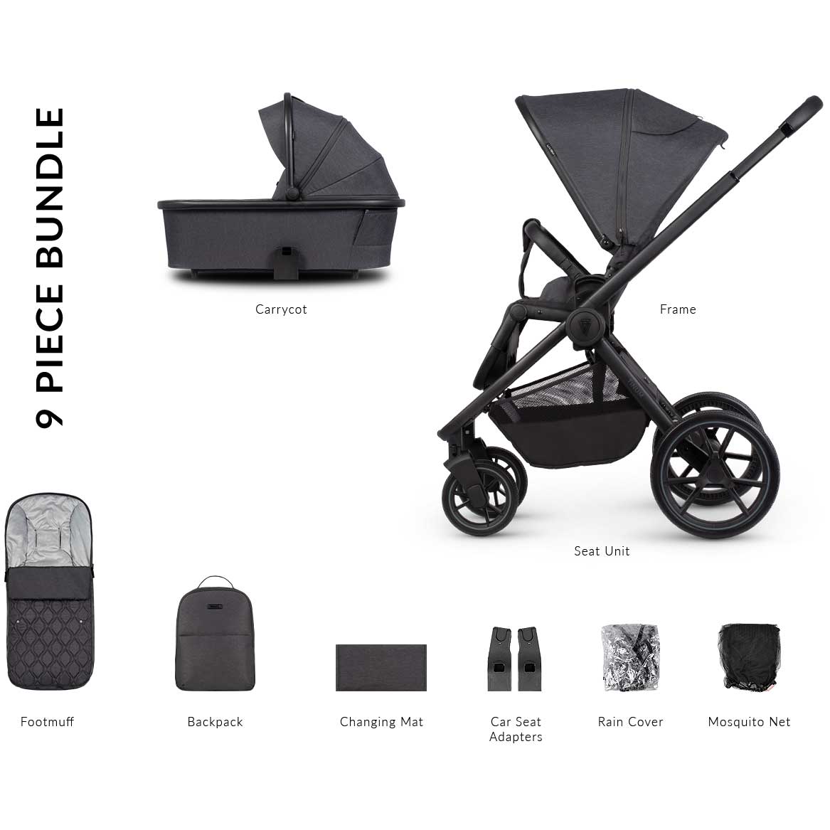 Venicci baby prams Venicci Tinum Edge 2in1 - Charcoal 2000610202