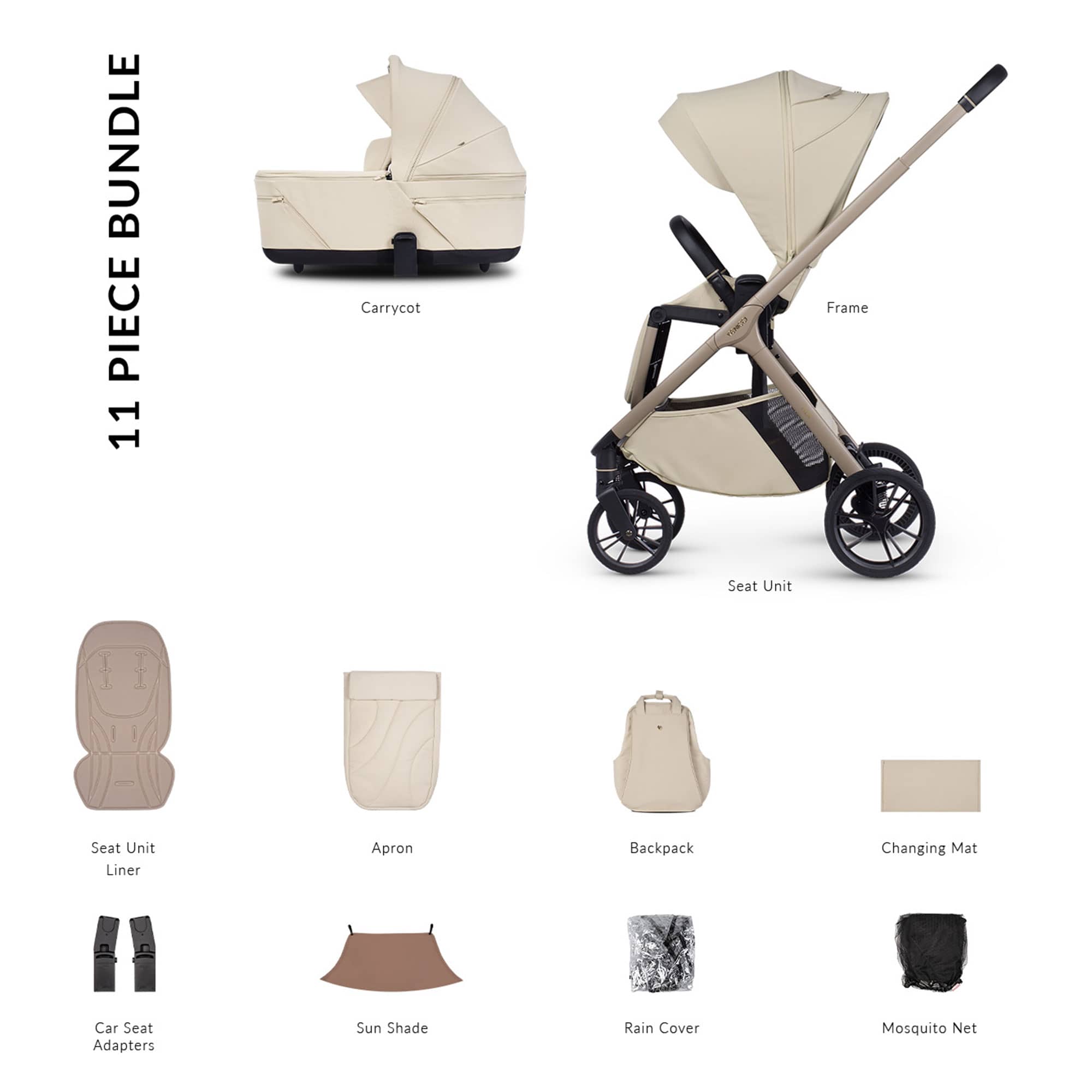 Venicci baby prams Venicci Tila Essential Bundle - Sabbia 2001310211