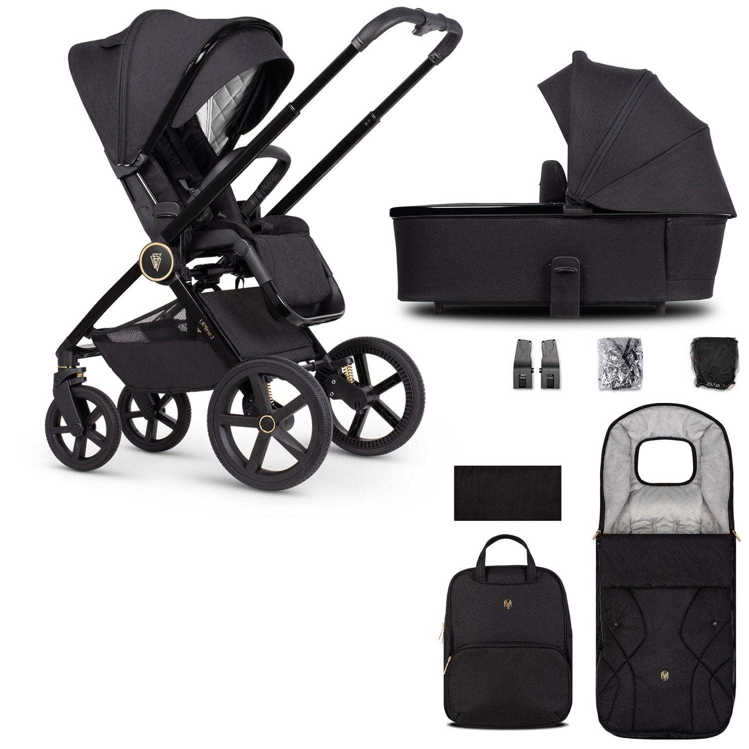 Venicci baby prams Venicci Tinum Upline 2 2in1 Bundle - All Black 2001110201