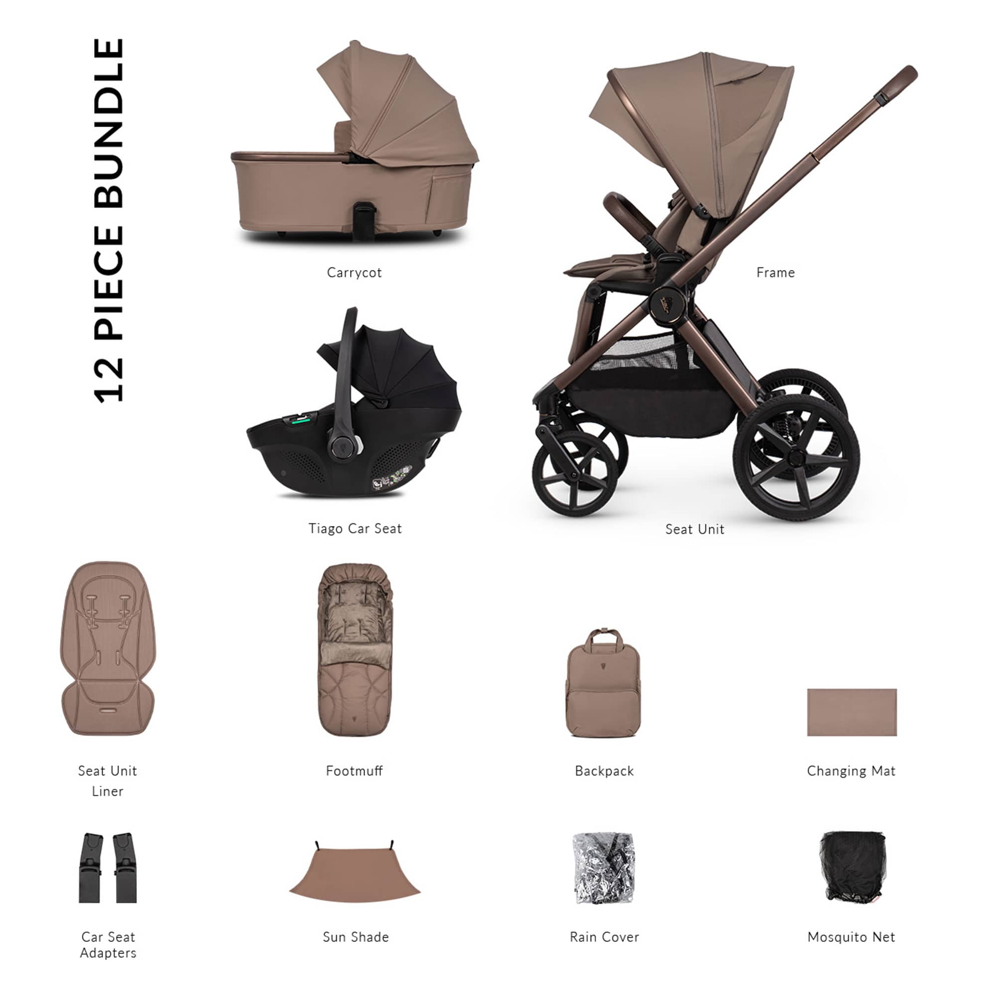 Venicci baby prams Venicci Tinum Upline 3 Comfort Bundle - Sand 2001210312
