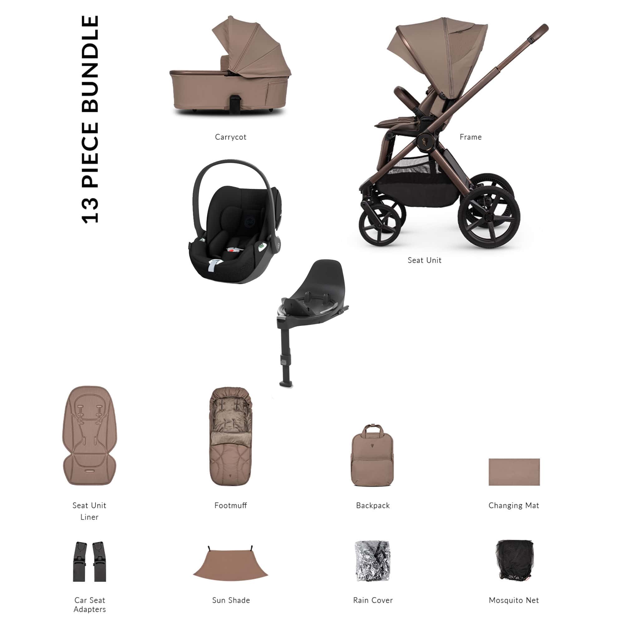 Venicci baby prams Venicci Tinum Upline 3 Cybex Luxury Bundle - Sand