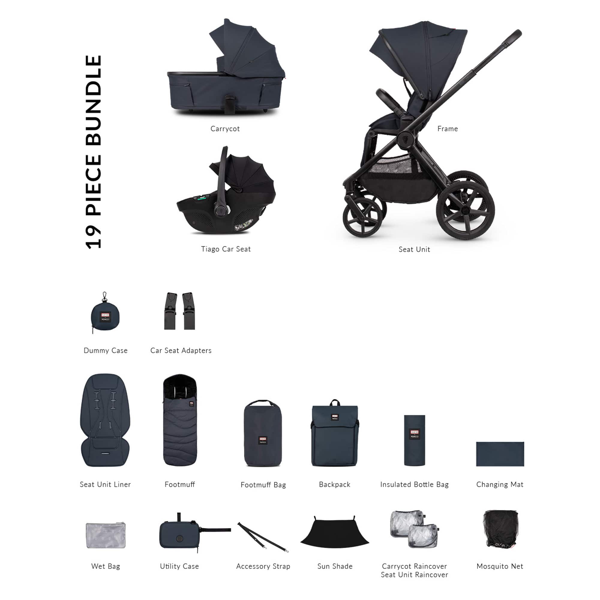 Venicci baby prams Venicci Tinum Upline 3 Hunter Comfort Bundle - Navy 2001510307