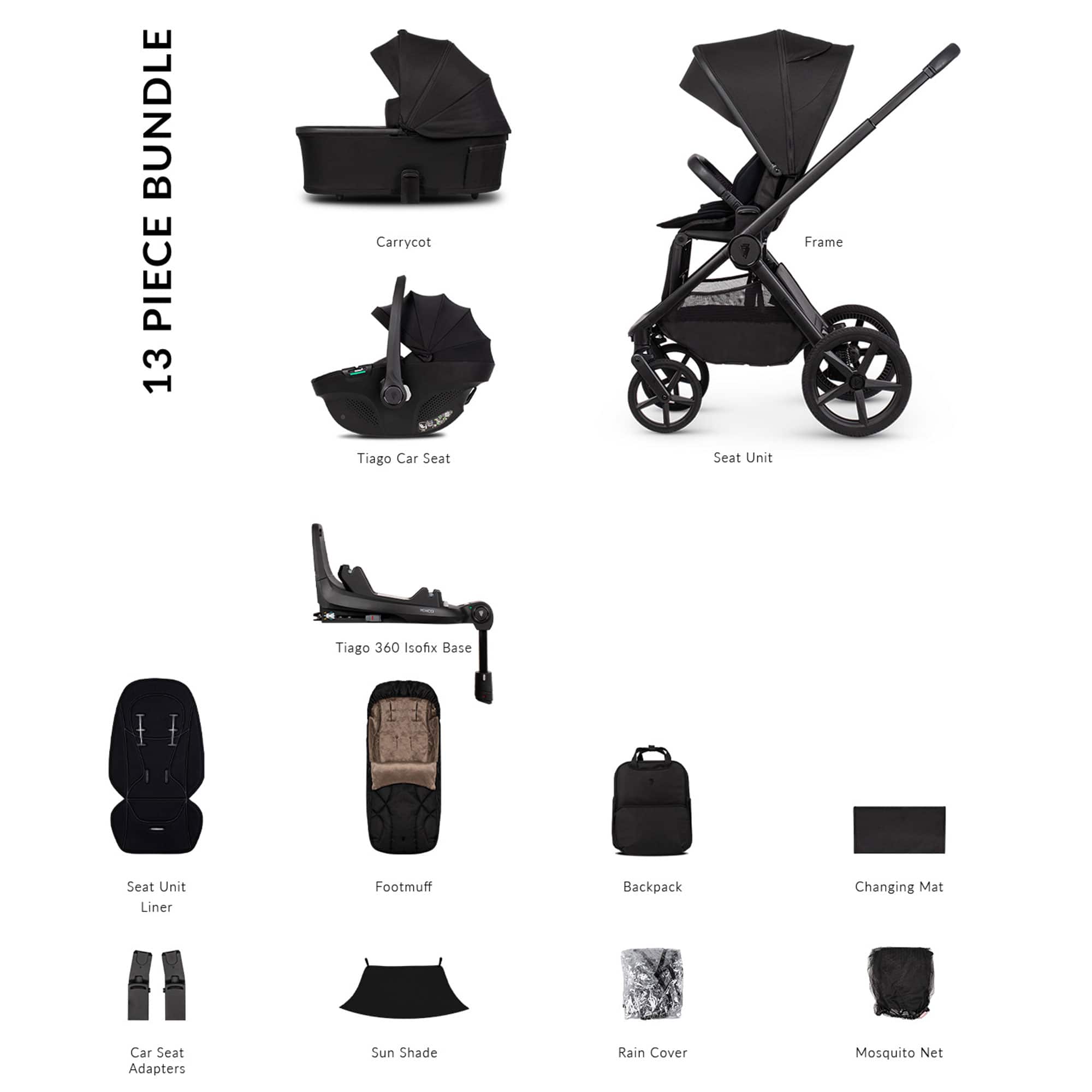Venicci baby prams Venicci Tinum Upline 3 Luxury Bundle - Onyx 2001210401