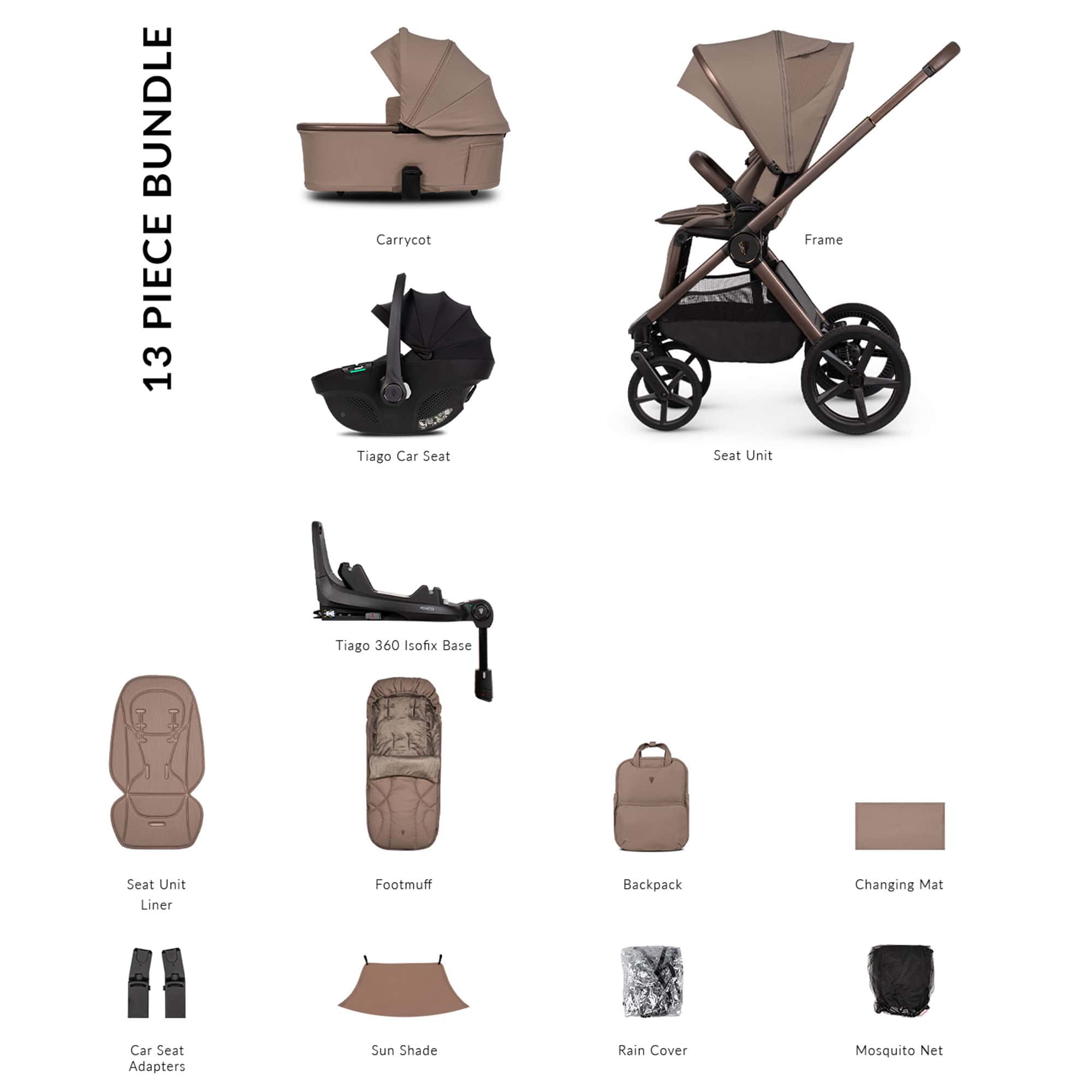 Venicci baby prams Venicci Tinum Upline 3 Luxury Bundle - Sand 2001210412