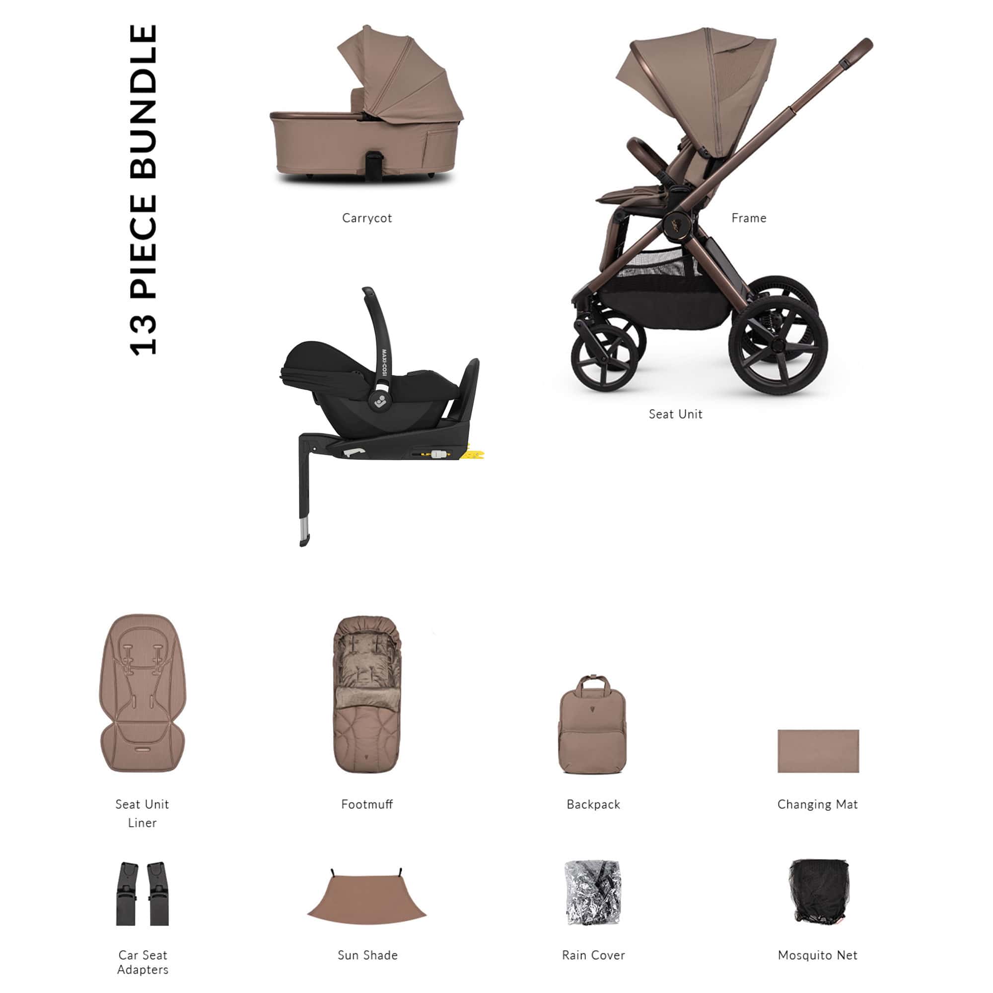 Venicci baby prams Venicci Tinum Upline 3 Maxi-Cosi Luxury Bundle - Sand 22771-SAN