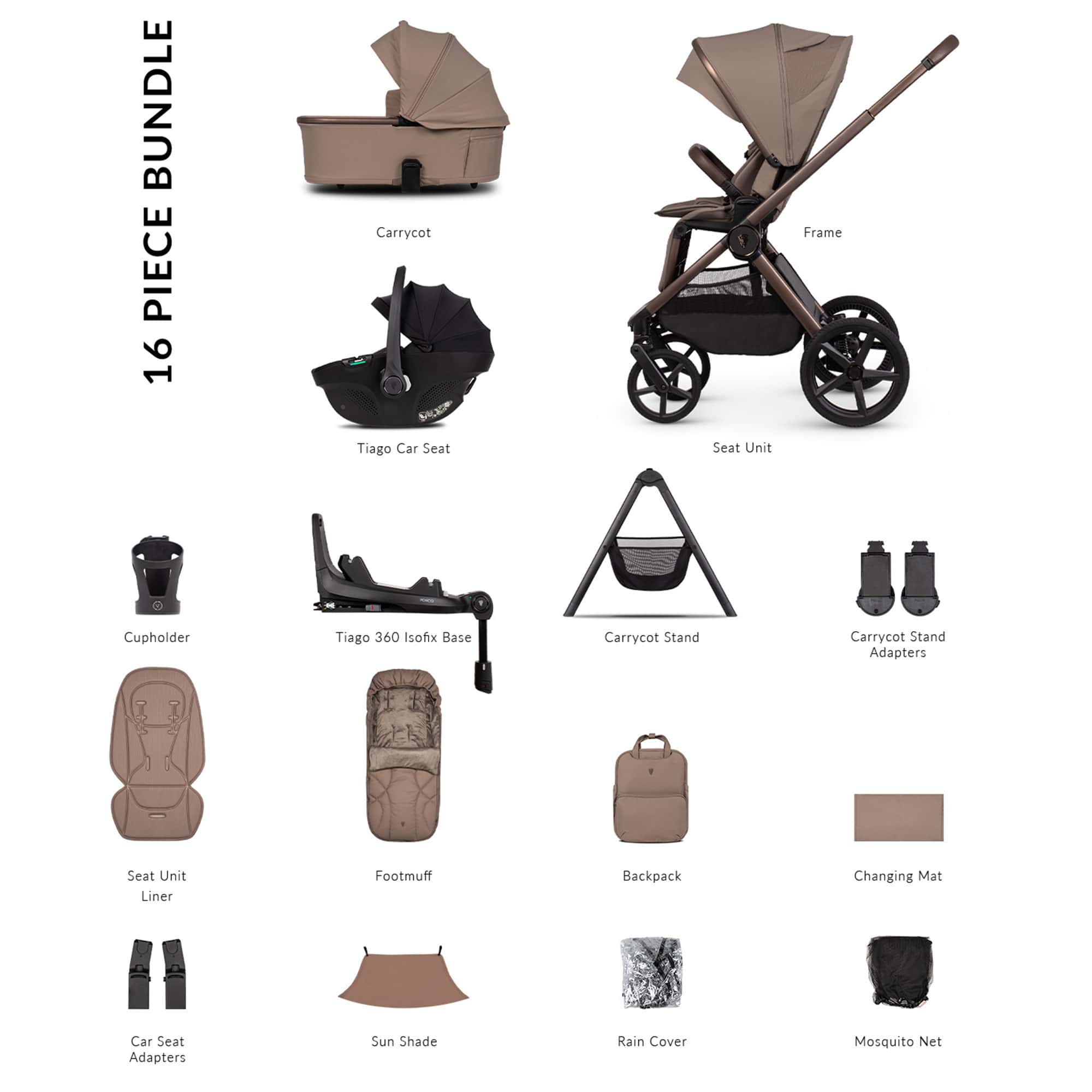 Venicci baby prams Venicci Tinum Upline 3 Ultimate Bundle - Sand 2001210512