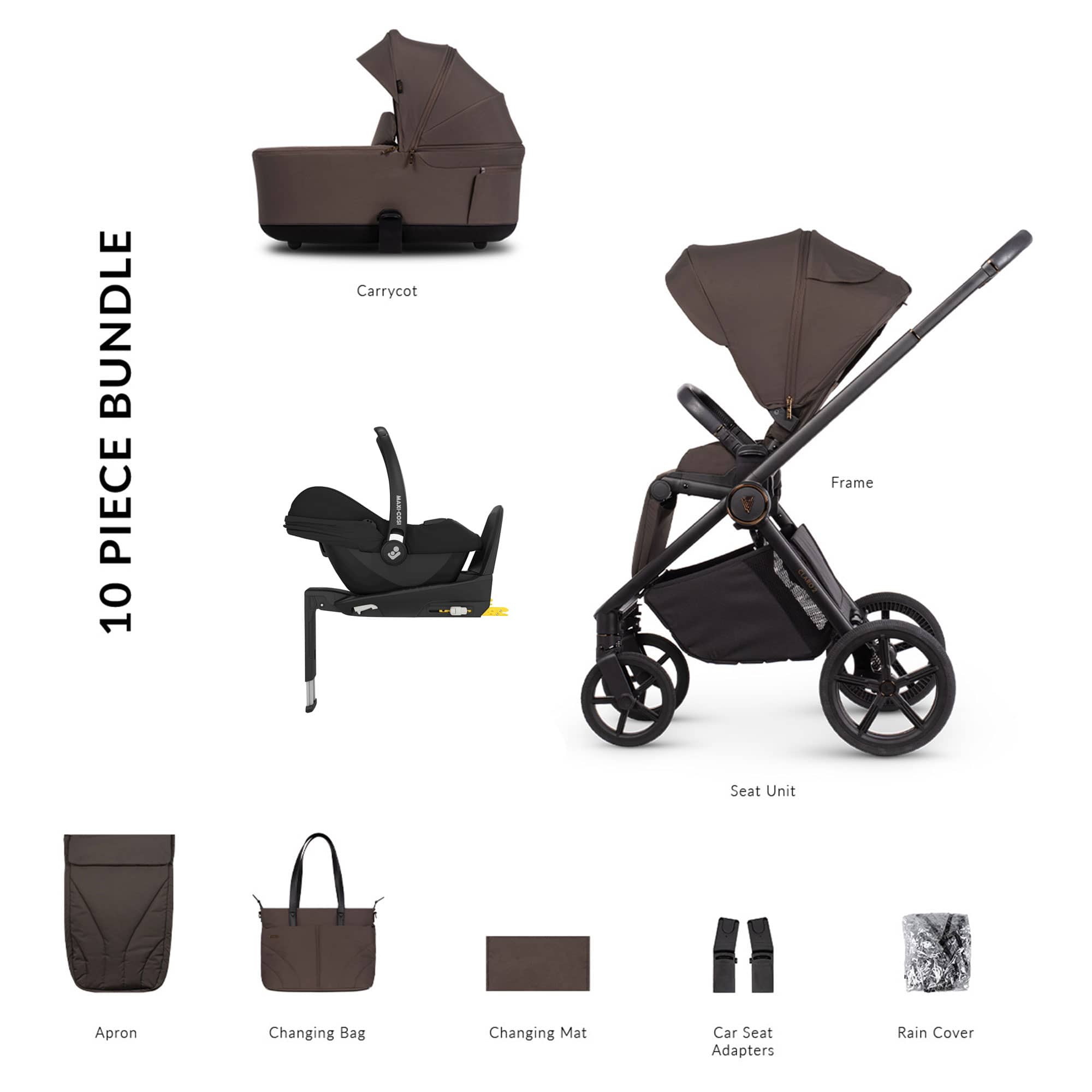 Venicci travel systems Venicci Claro 2 Maxi-Cosi Luxury Bundle - Chocolate 22788-CHO