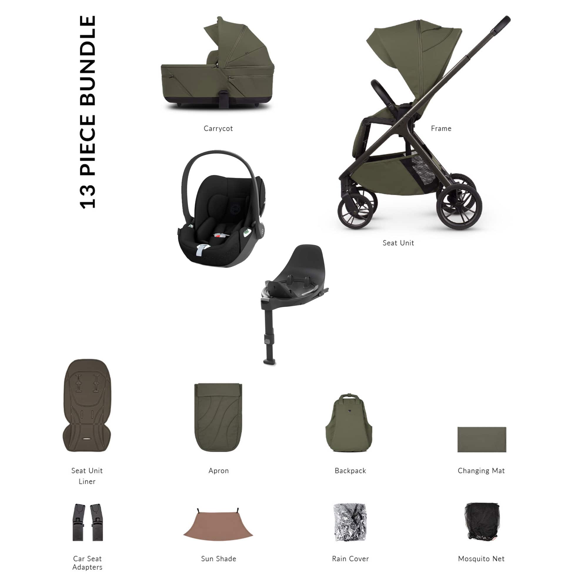 Venicci Travel Systems Venicci Tila Cybex Luxury Bundle - Olive 22775-OLV