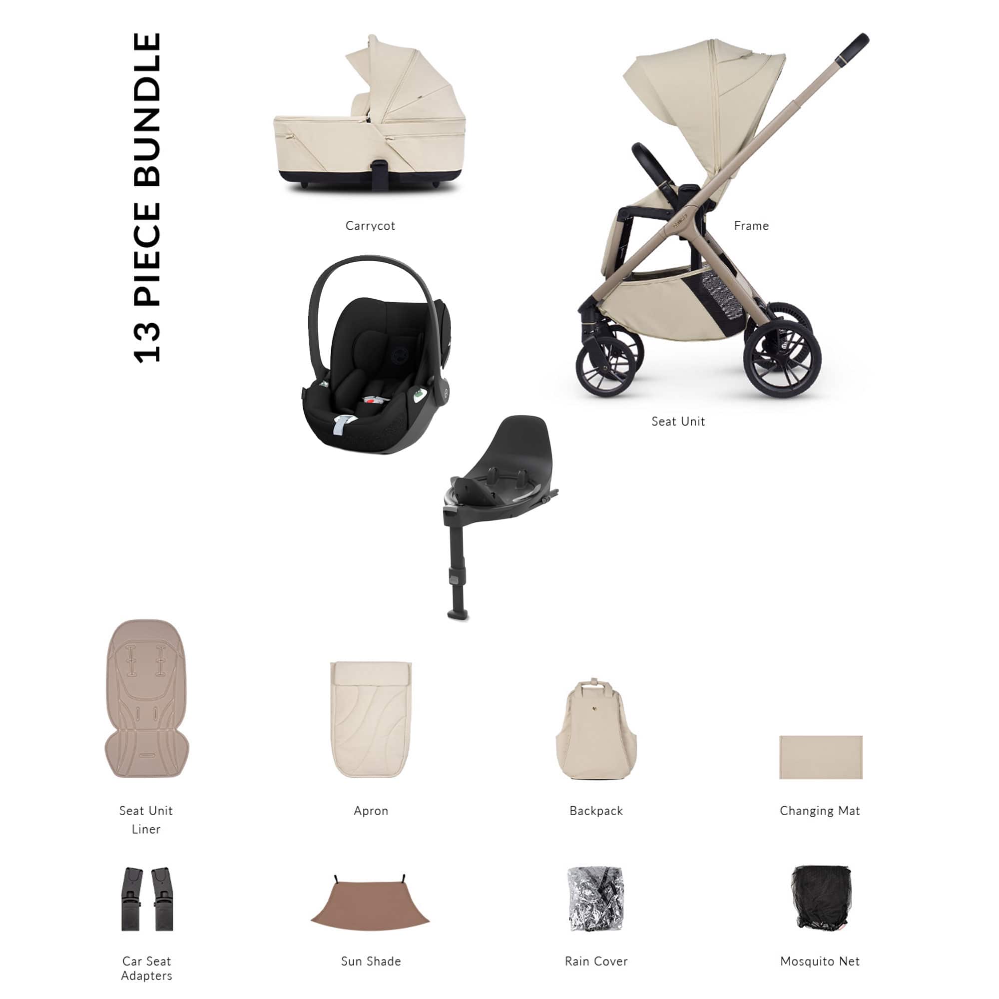 Venicci Travel Systems Venicci Tila Cybex Luxury Bundle - Sabbia 22775-SAB