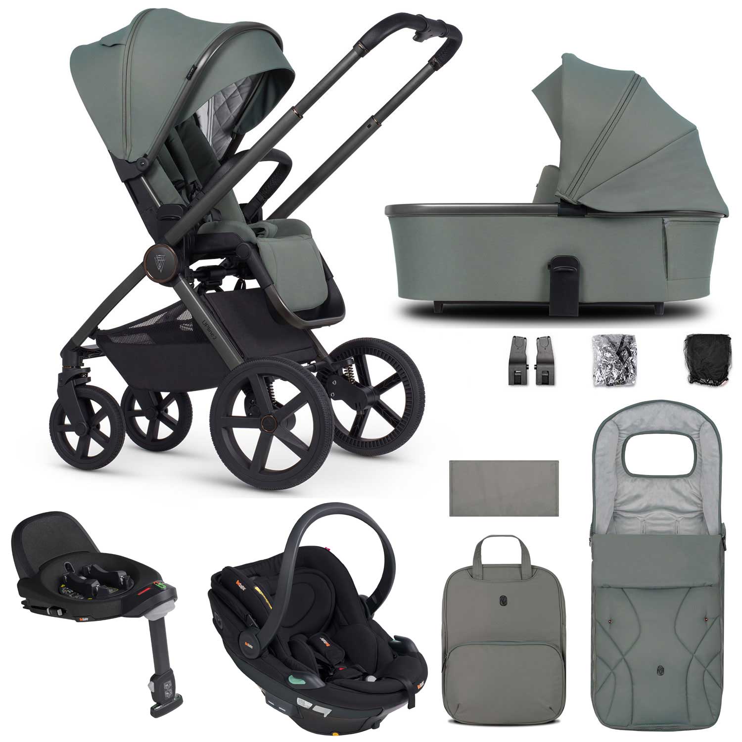 Venicci travel systems Venicci Tinum Upline 2 3in1 BeSafe Travel System - Aloe 19118-UPL-BEY-ALO