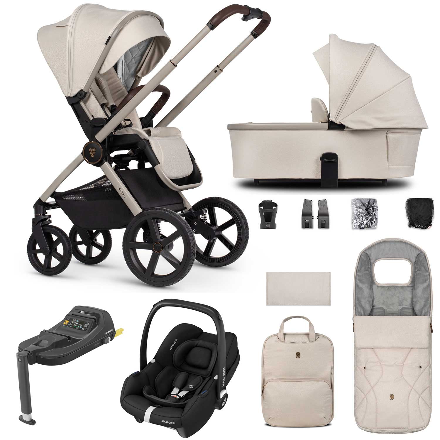 Venicci travel systems Venicci Tinum Upline 2 3in1 Maxi-Cosi Travel System - Stone Beige 19081-UPL-CAB-STO