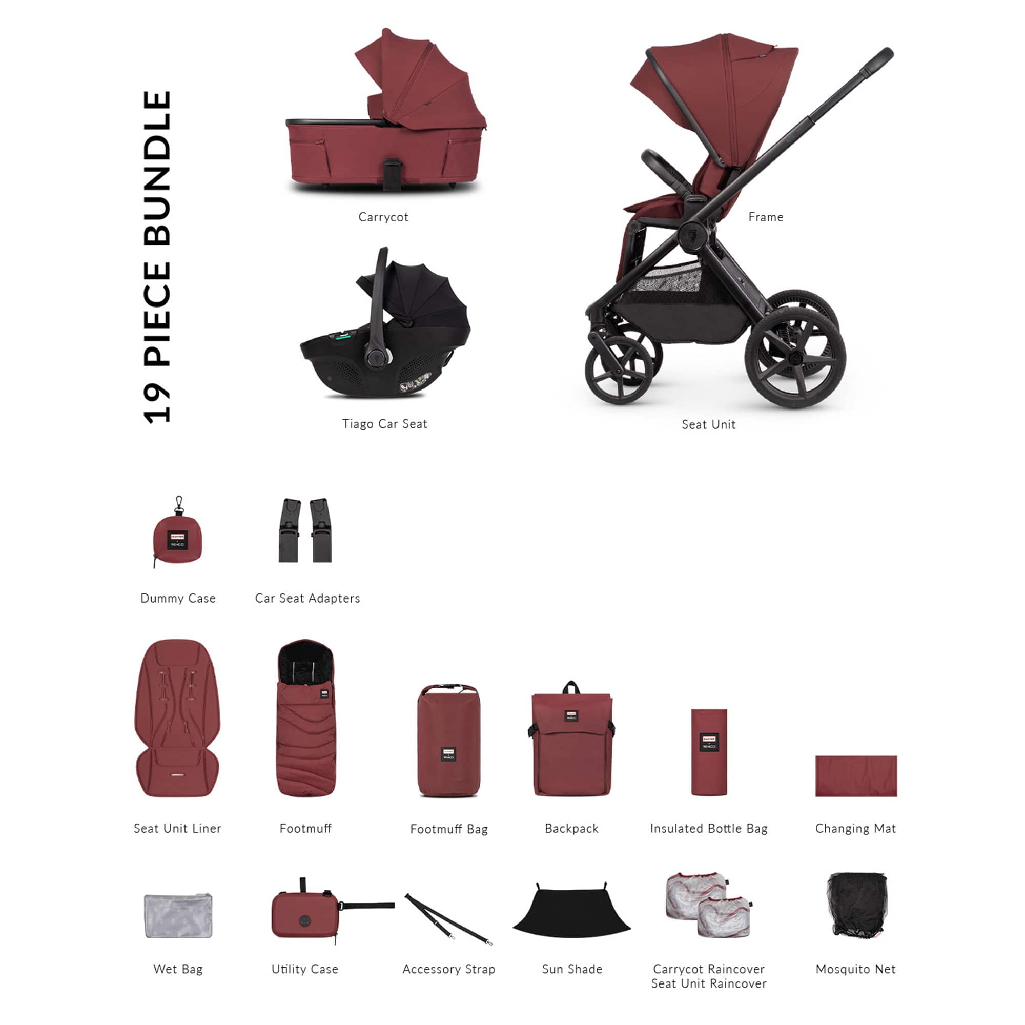 Venicci travel systems Venicci Tinum Upline 3 Hunter Comfort Bundle - Red 2001510318