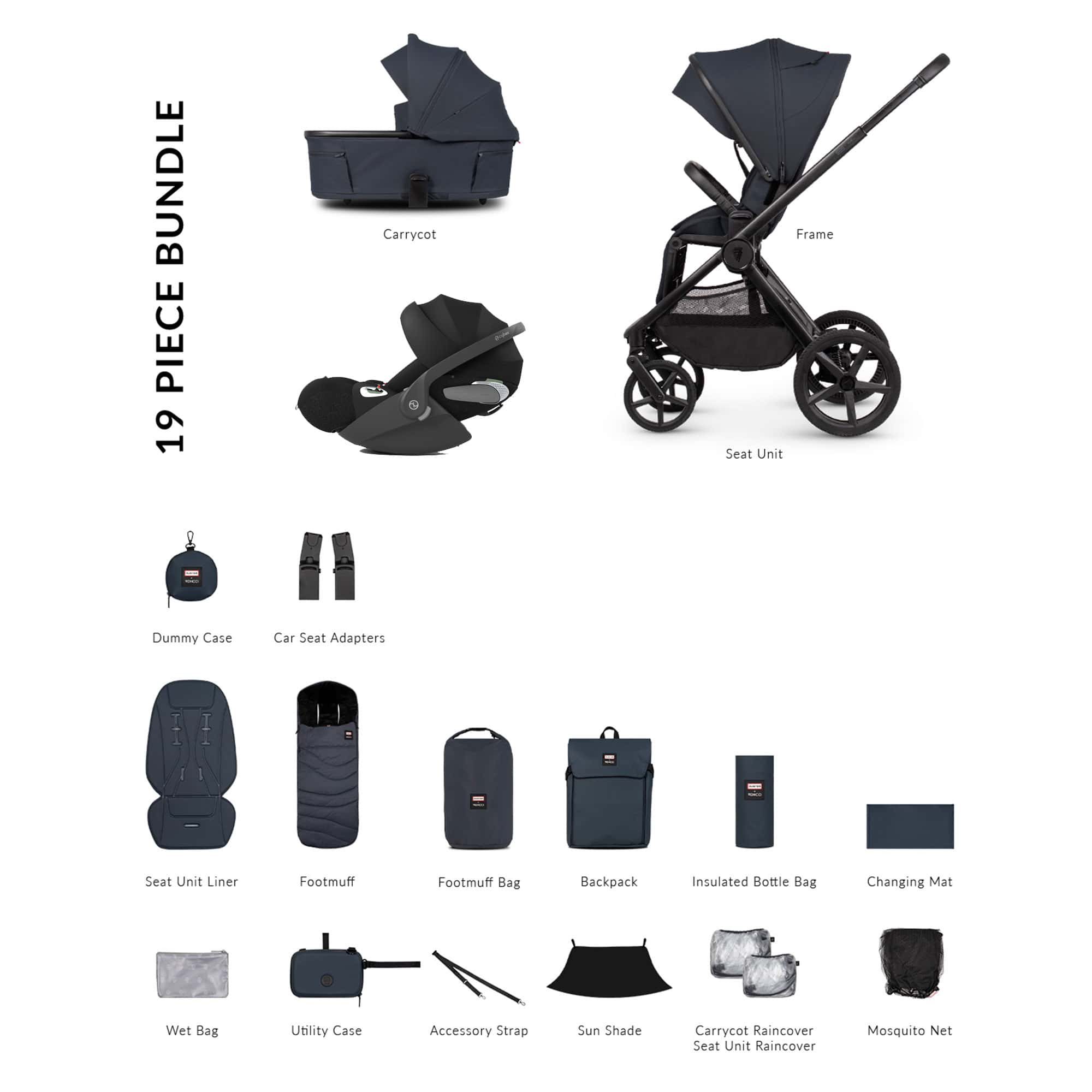 Venicci travel systems Venicci Tinum Upline 3 Hunter Comfort Cybex Travel System - Navy UPL-HUNT-COM-NVY