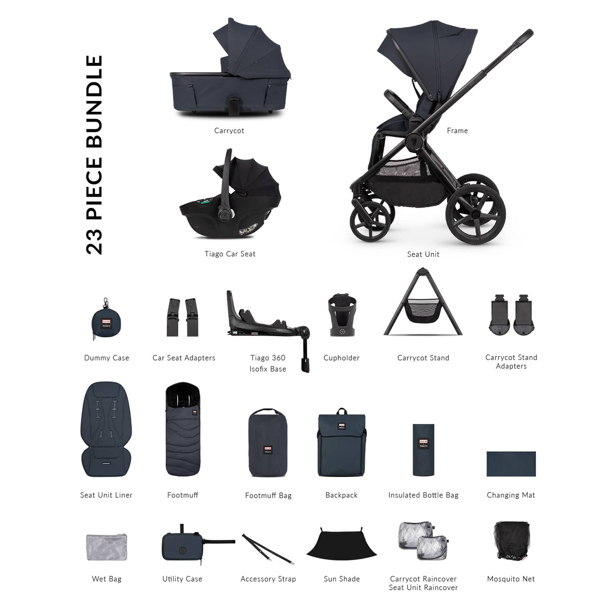 Venicci travel systems Venicci Tinum Upline 3 Hunter Ultimate Bundle - Navy 2001510507