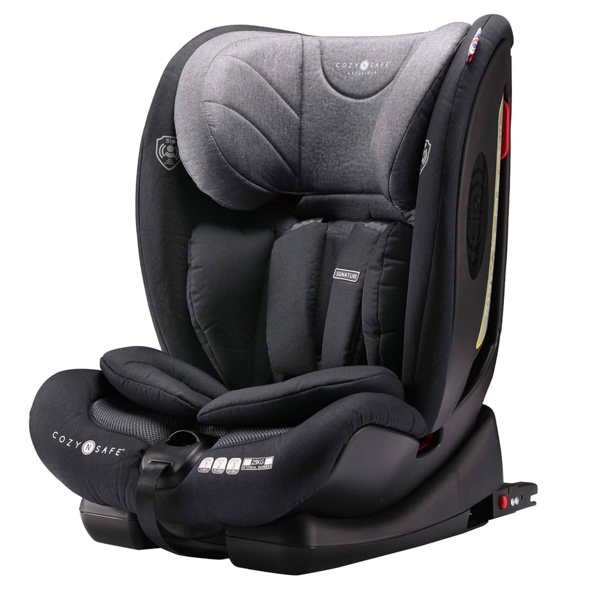 Cozy N Safe Car Seats The Cozy N Safe Excalibur Group 1/2/3 25kg Harness Car Seat in Black and Grey EST-02-01-Excalibur