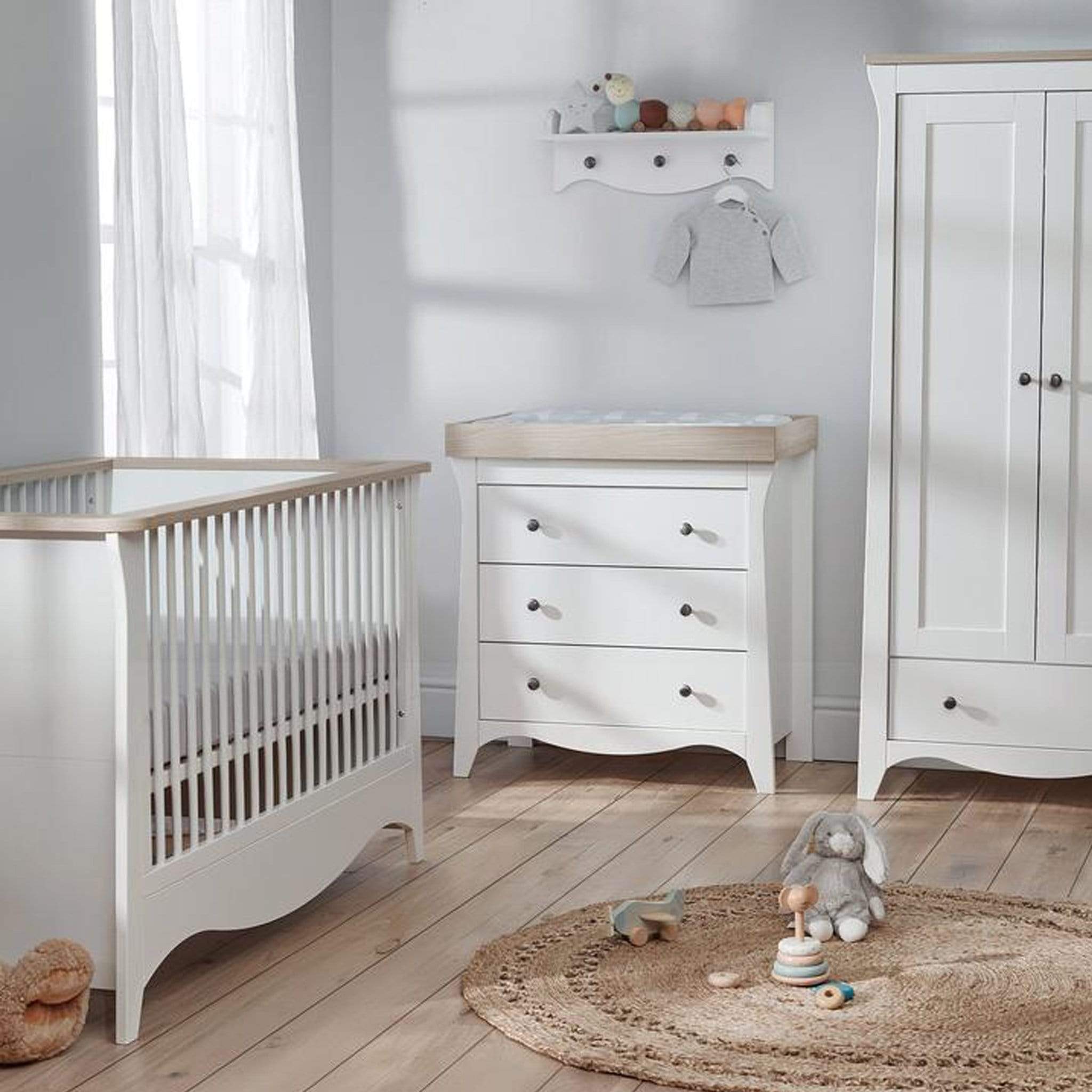 CuddleCo Cuddleco Clara 3 Piece Nursery Furniture Set in White & Ash FRN/CUD/847112