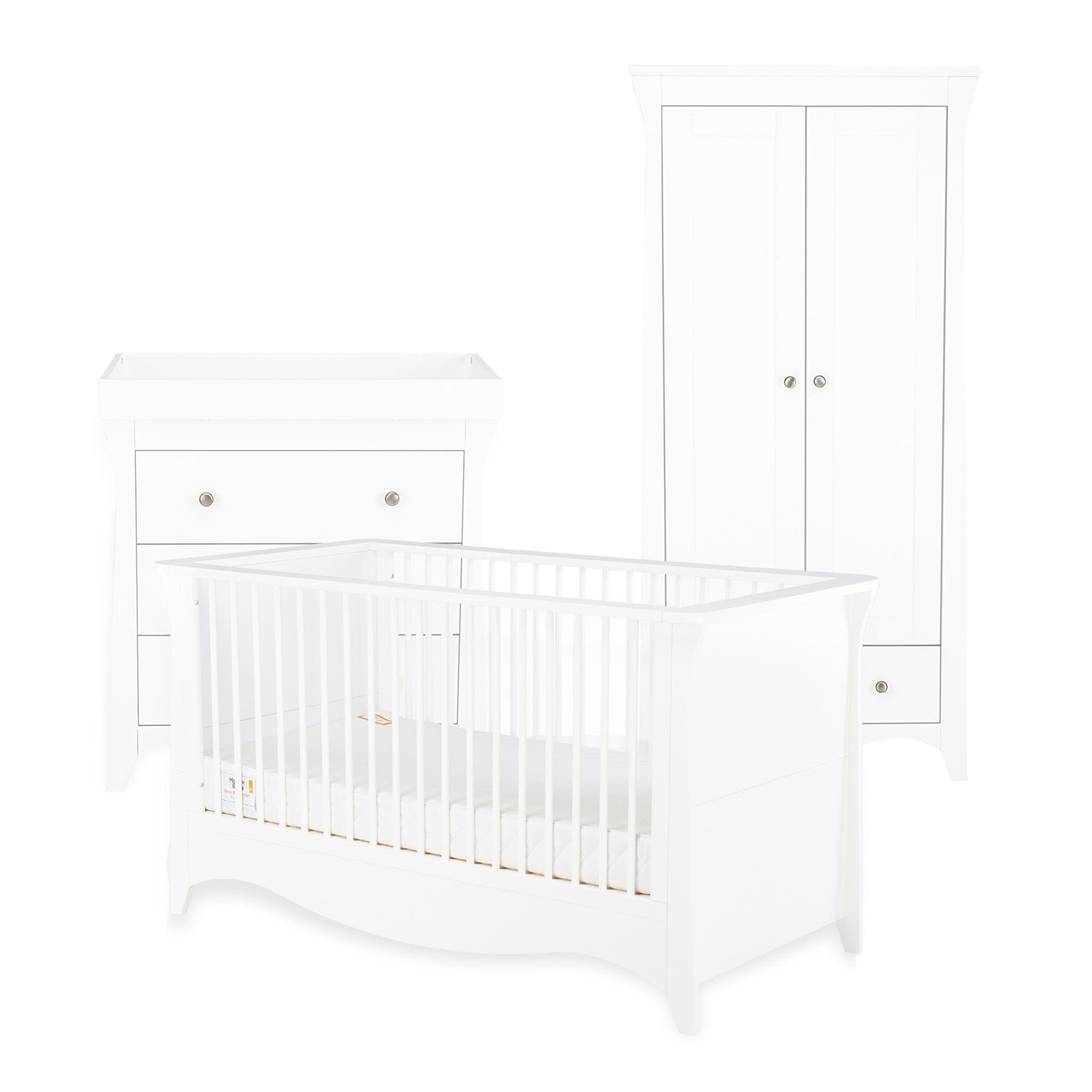 CuddleCo Nursery Room Sets CuddleCo Clara 3 Piece Cot Bed Set in White