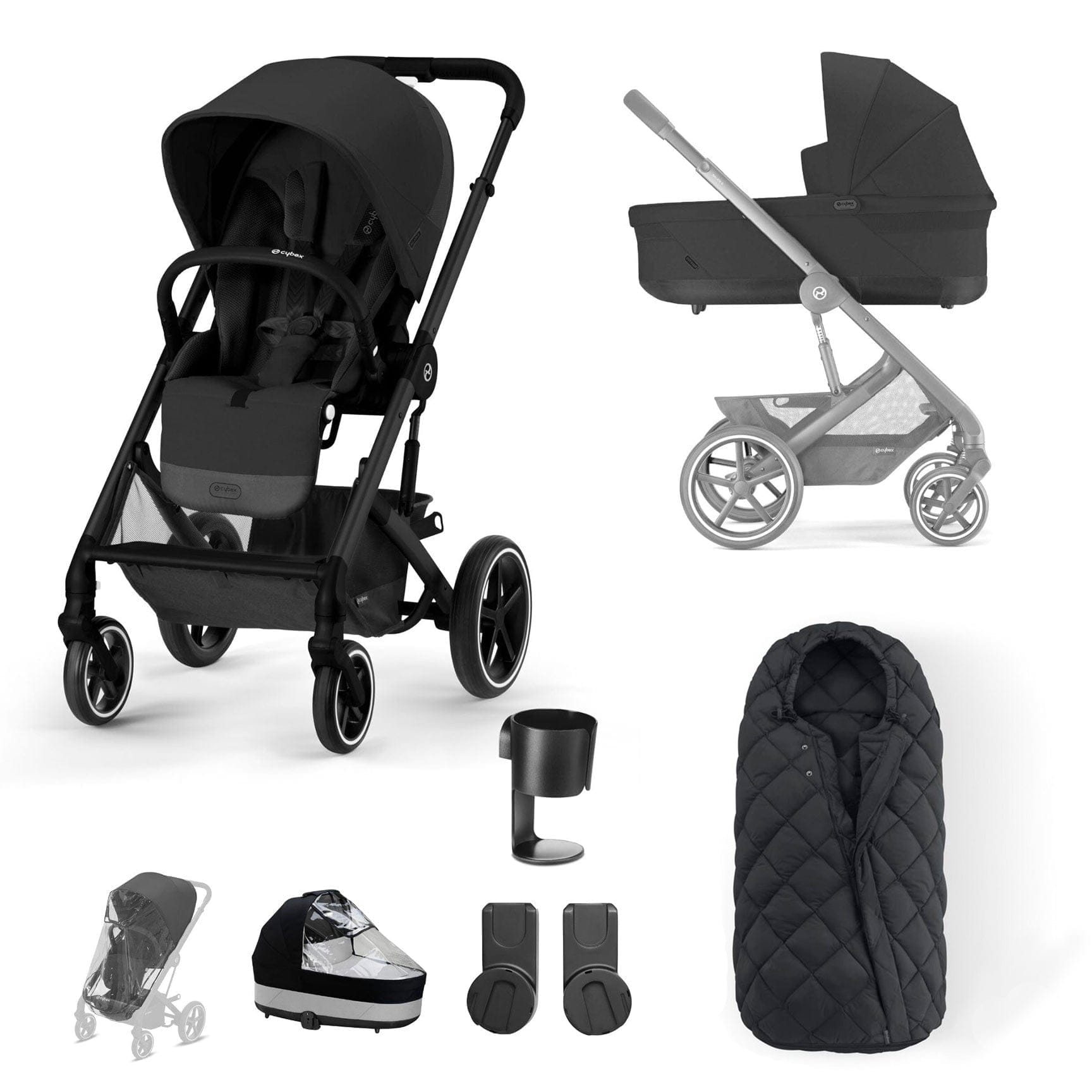 Cybex baby prams Cybex Balios S Lux Essential Bundle - Black/Moon Black 12743-BLK-MOO-BLK
