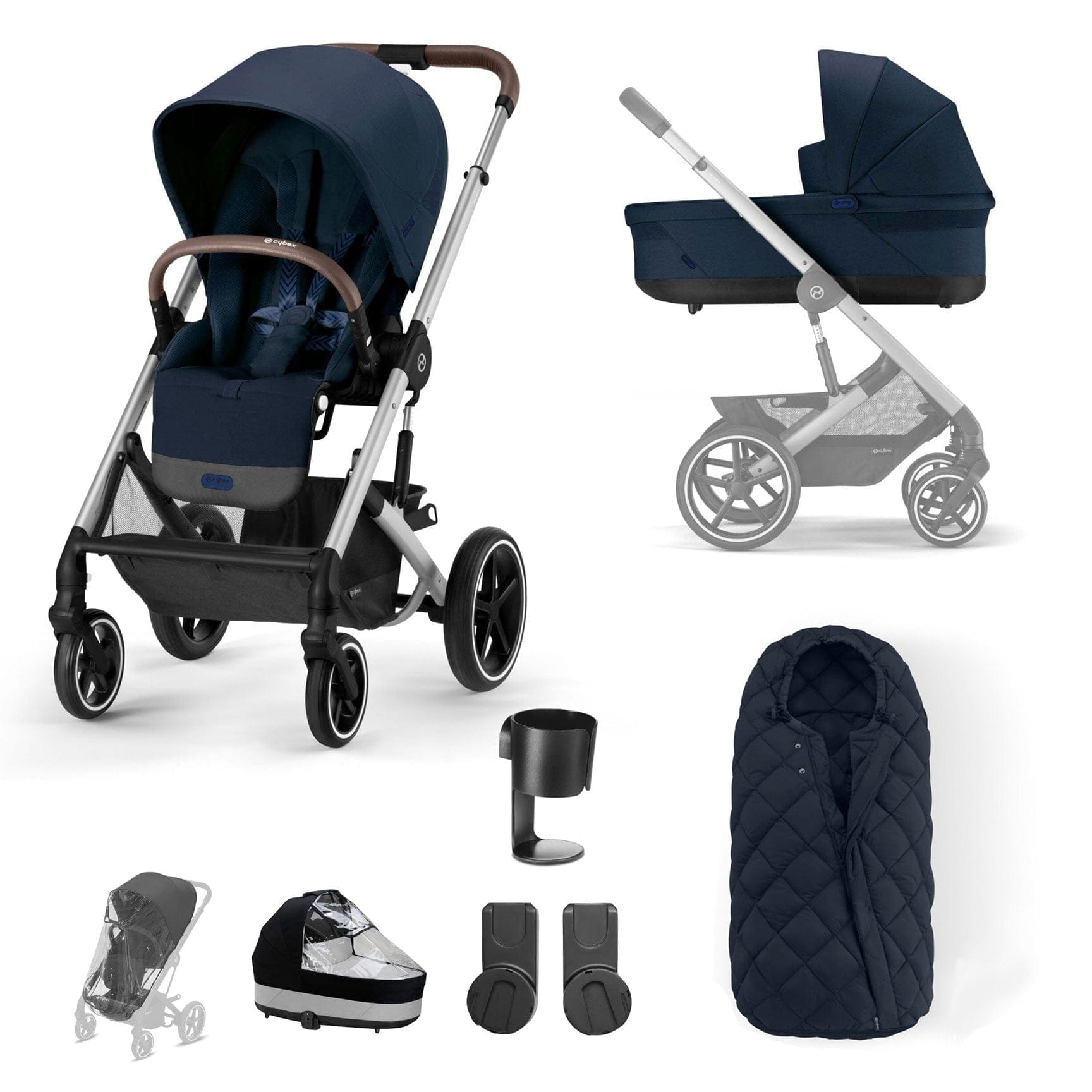 Cybex baby prams Cybex Balios S Lux Essential Bundle - Silver/Ocean Blue 12744-SLV-OCE-BLU