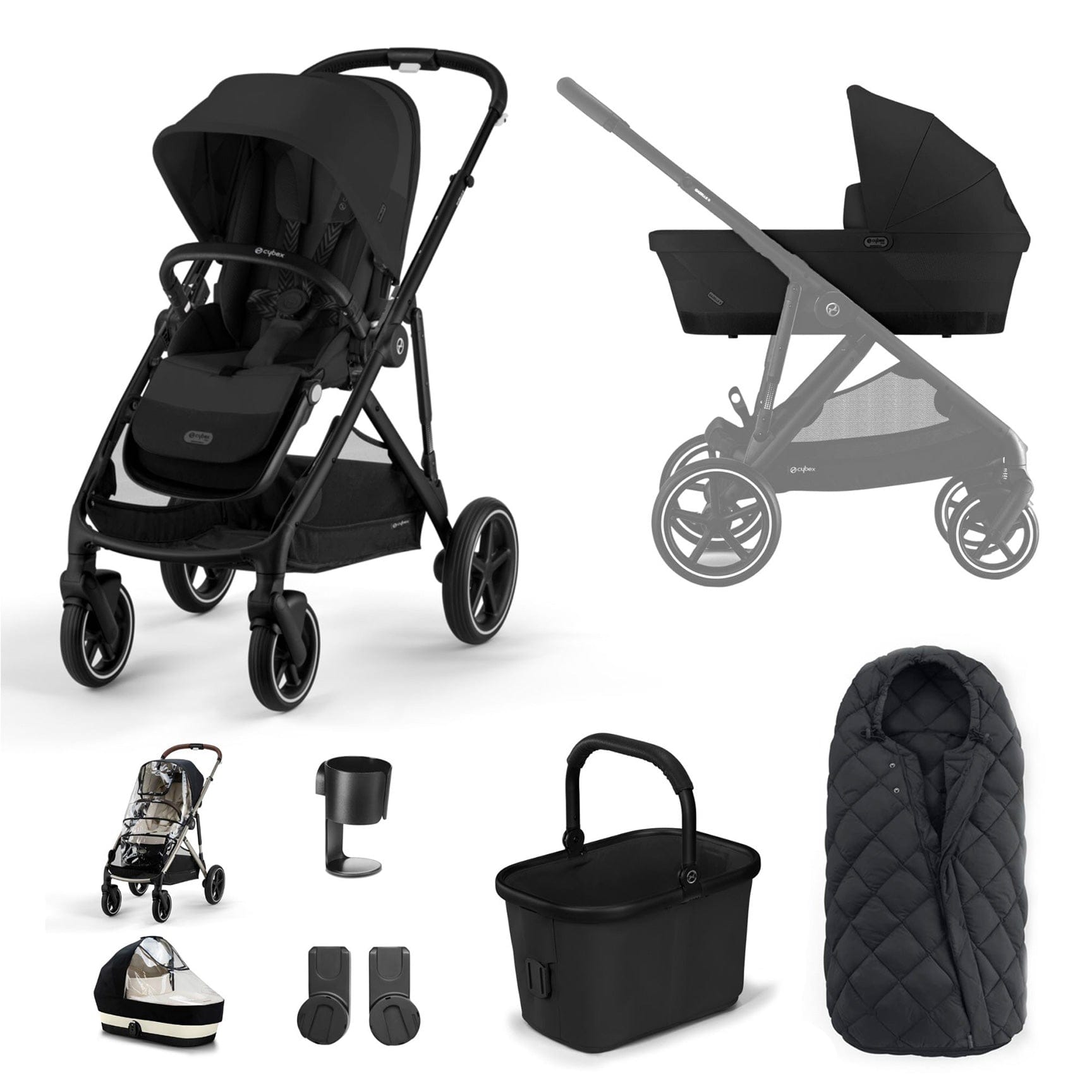 Cybex baby prams Cybex Gazelle S Essential Bundle - Black/Moon Black 12764-BLK-MOO-BLK