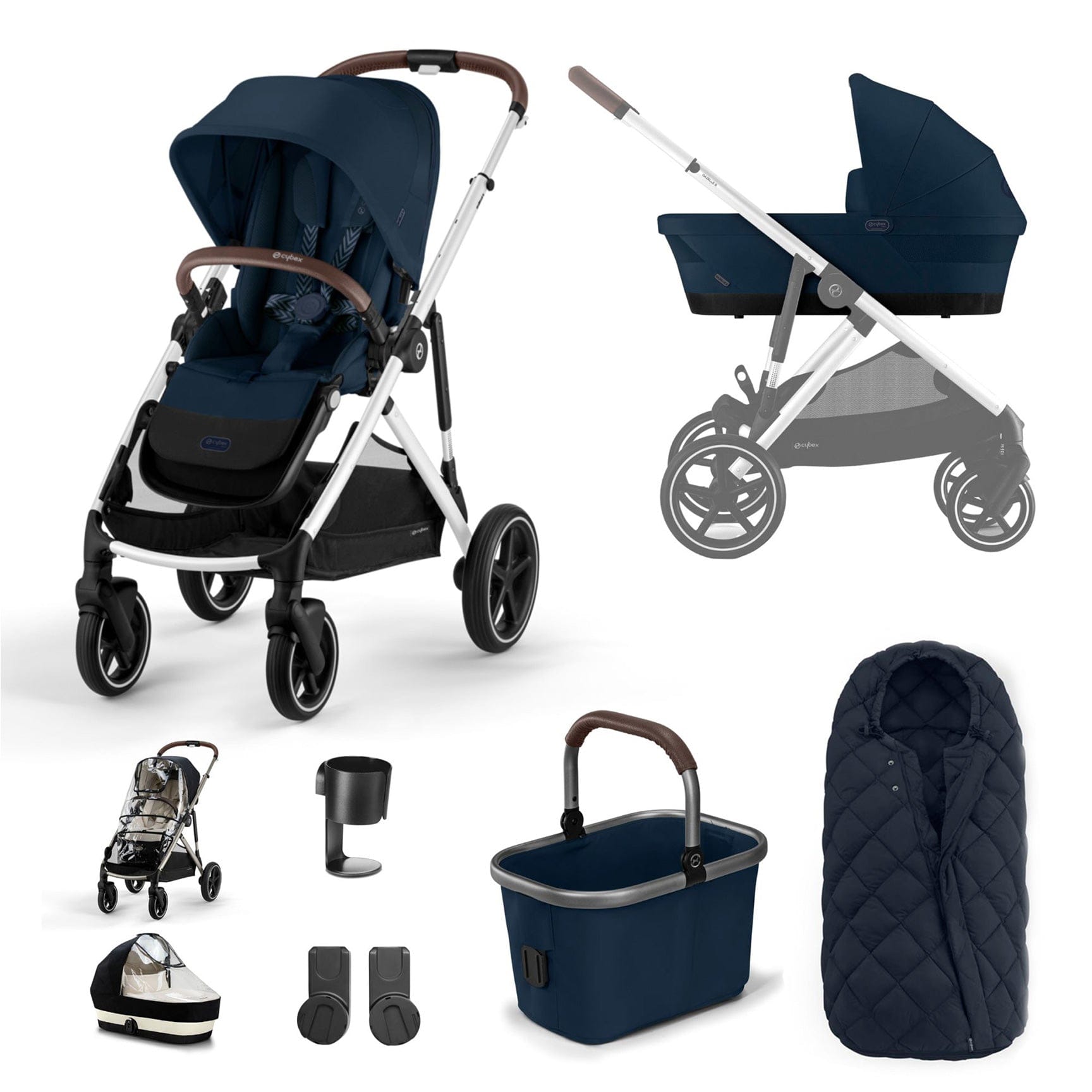 Cybex baby prams Cybex Gazelle S Essential Bundle - Silver/Ocean Blue 12765-SLV-OCE-BLU