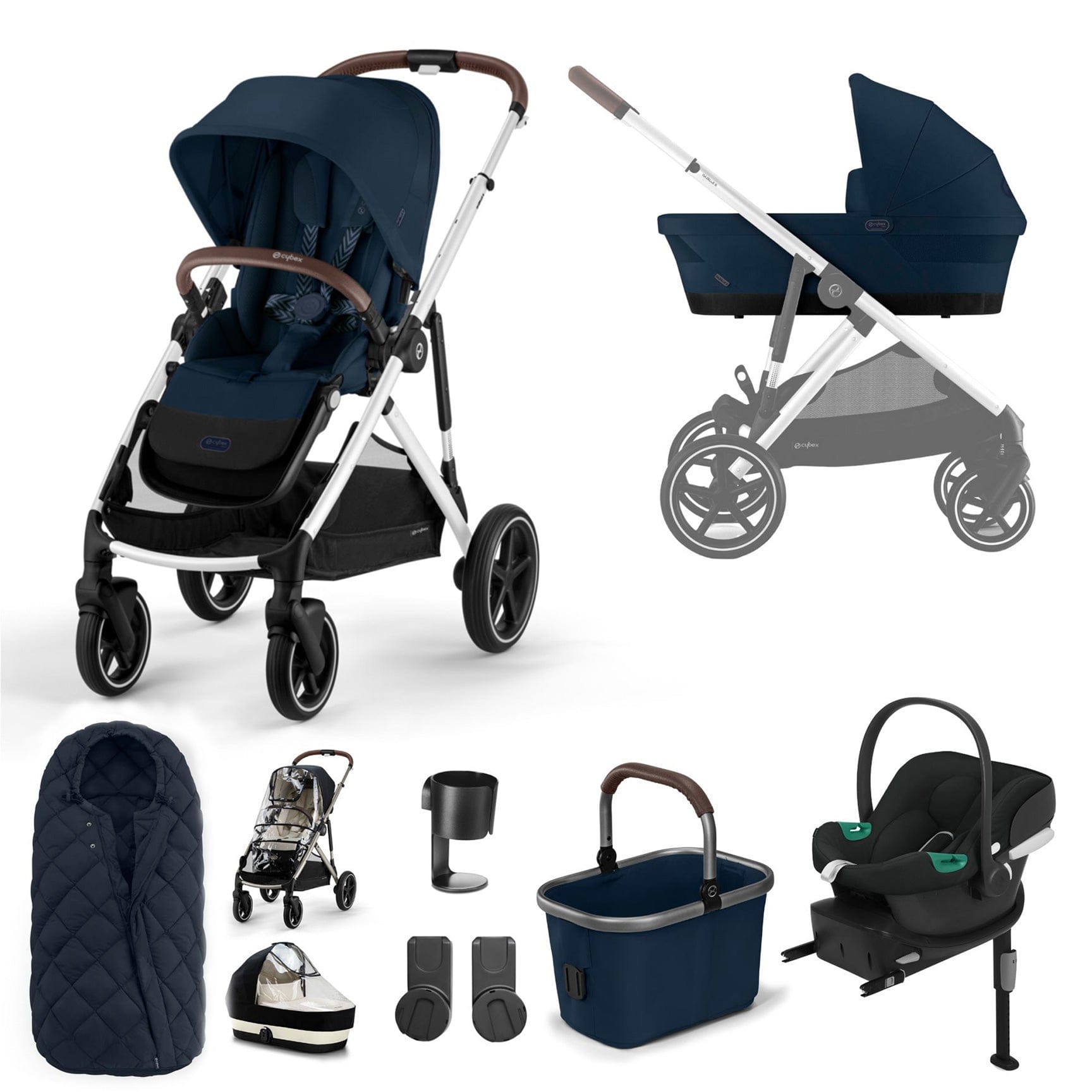 Cybex baby prams Cybex Gazelle S Comfort Bundle - Silver/Ocean Blue 12769-SLV-OCE-BLU