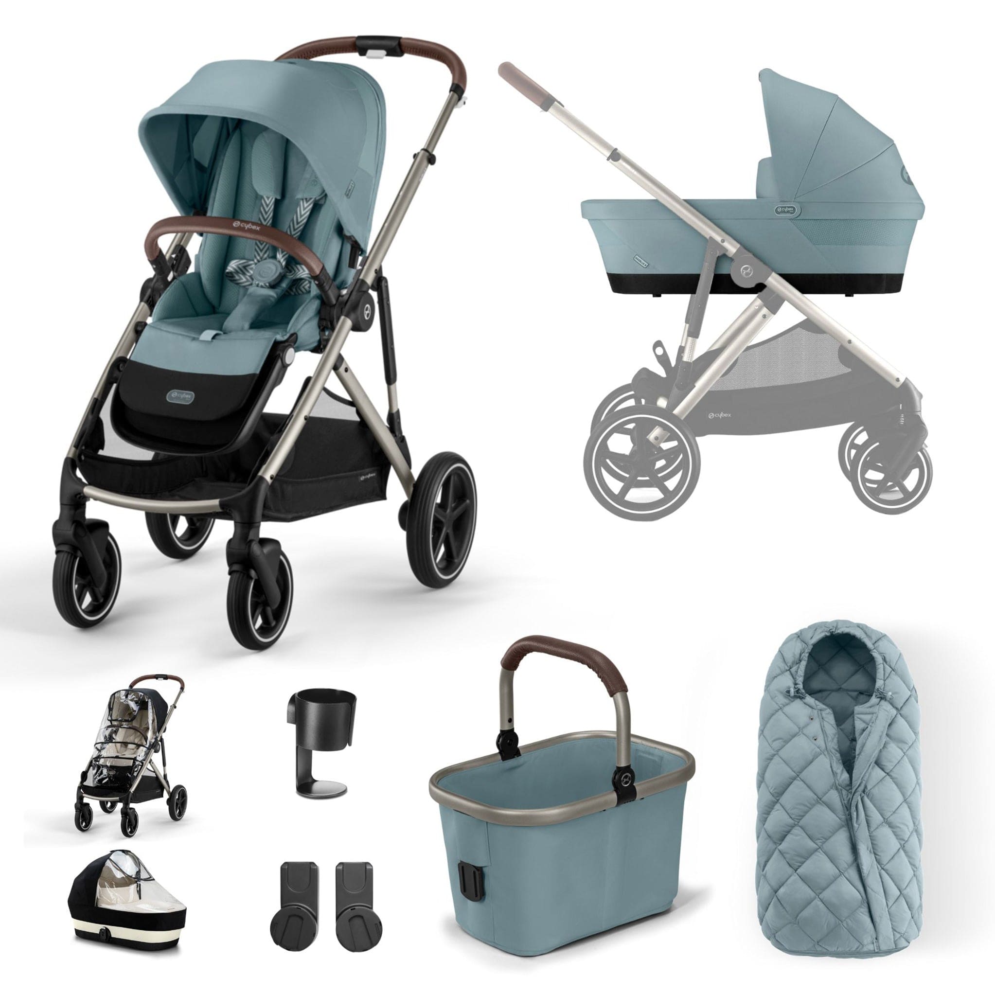 Cybex baby prams Cybex Gazelle S Essential Bundle - Taupe/Sky Blue 12773-TPE-SKY-BLU