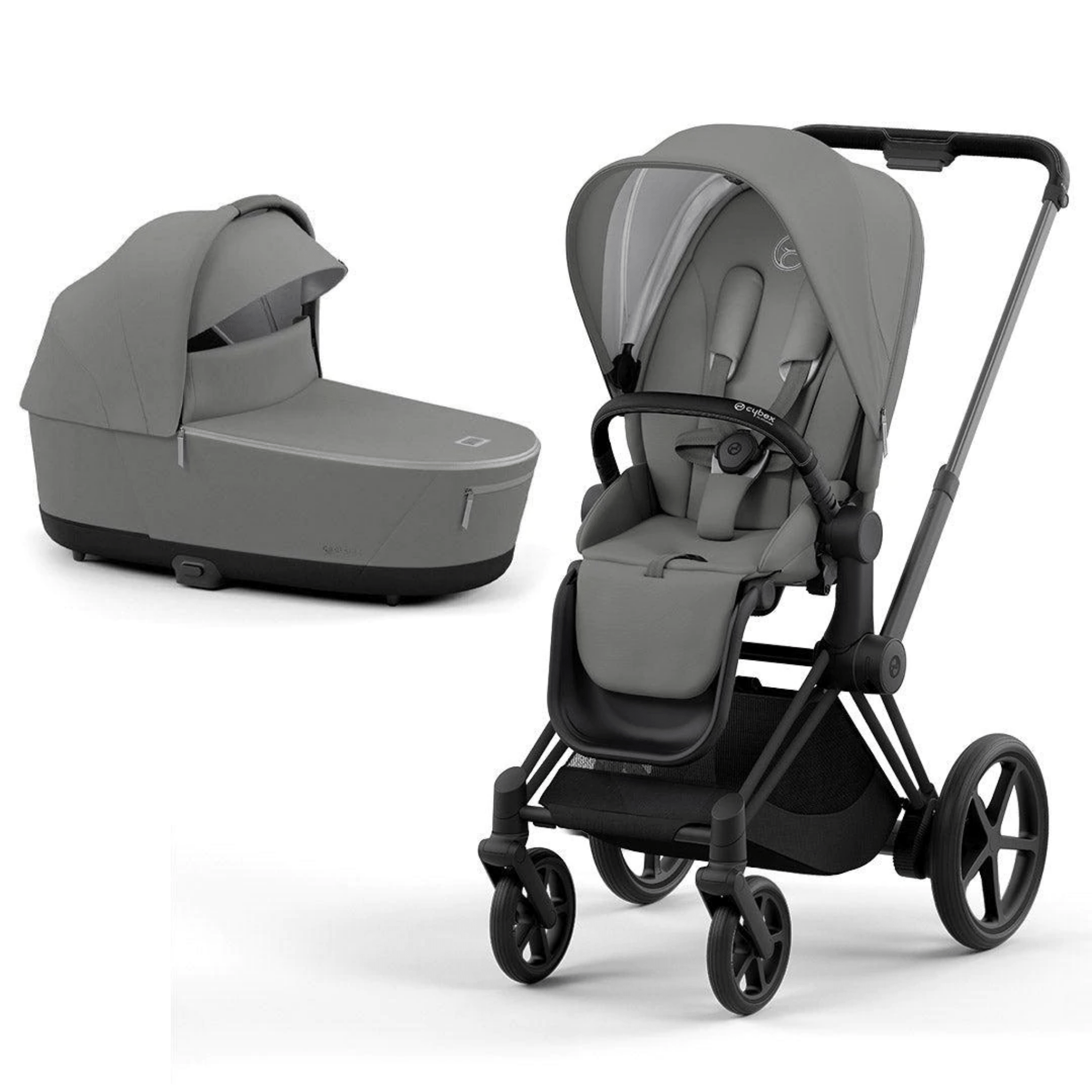 Cybex baby pushchairs Cybex e-Priam & Lux Cot (2022) in Soho Grey