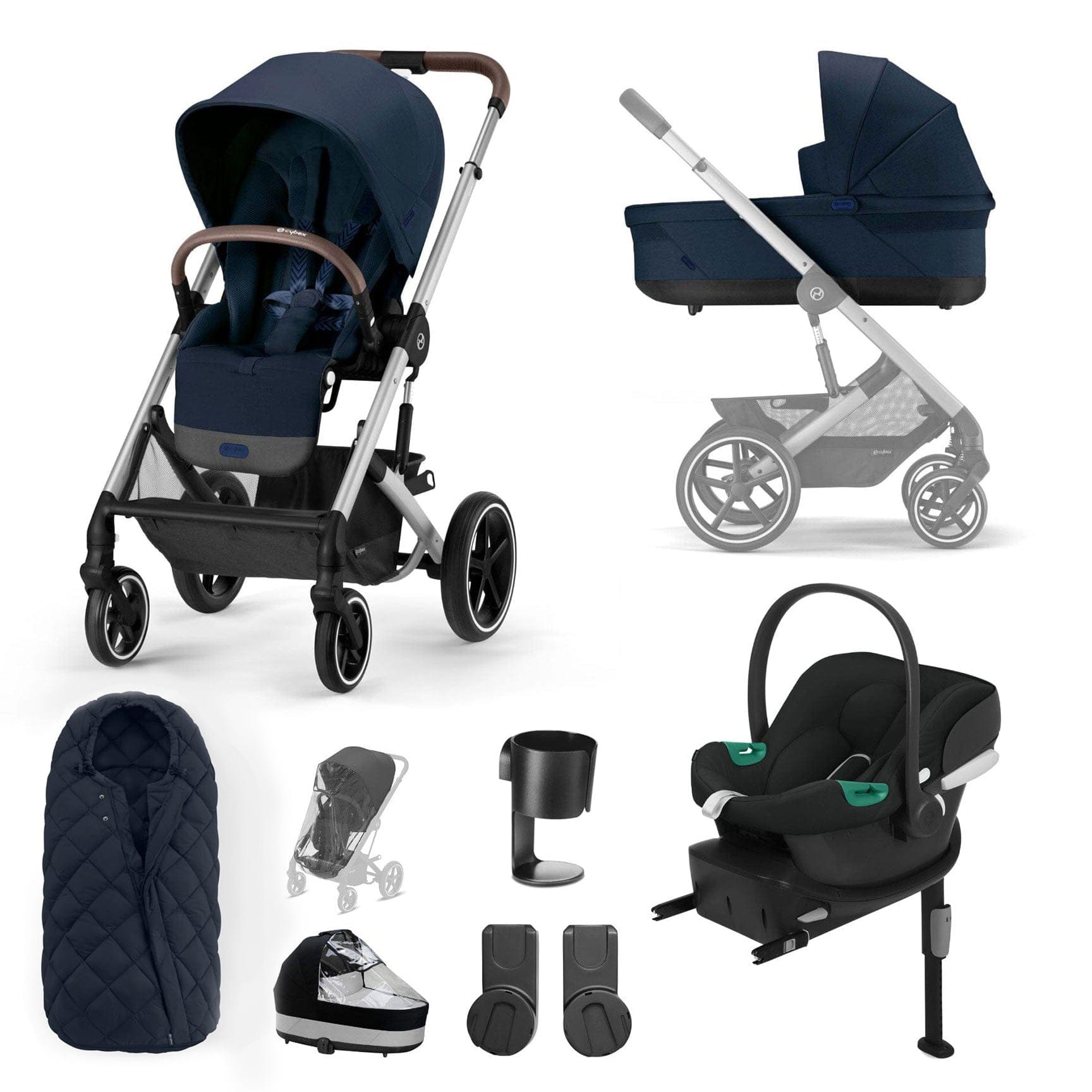 Cybex Travel Systems Cybex Balios S Lux Comfort Bundle - Silver/Ocean Blue 127455-SLV-OCE-BLU