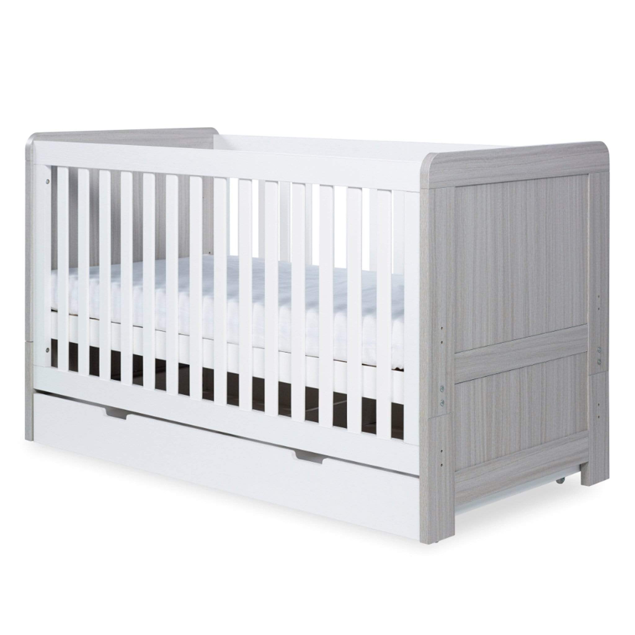 Ickle Bubba cot bed room sets Ickle Bubba Pembrey Cotbed, Under Drawer & Changing Unit Ash Grey & White