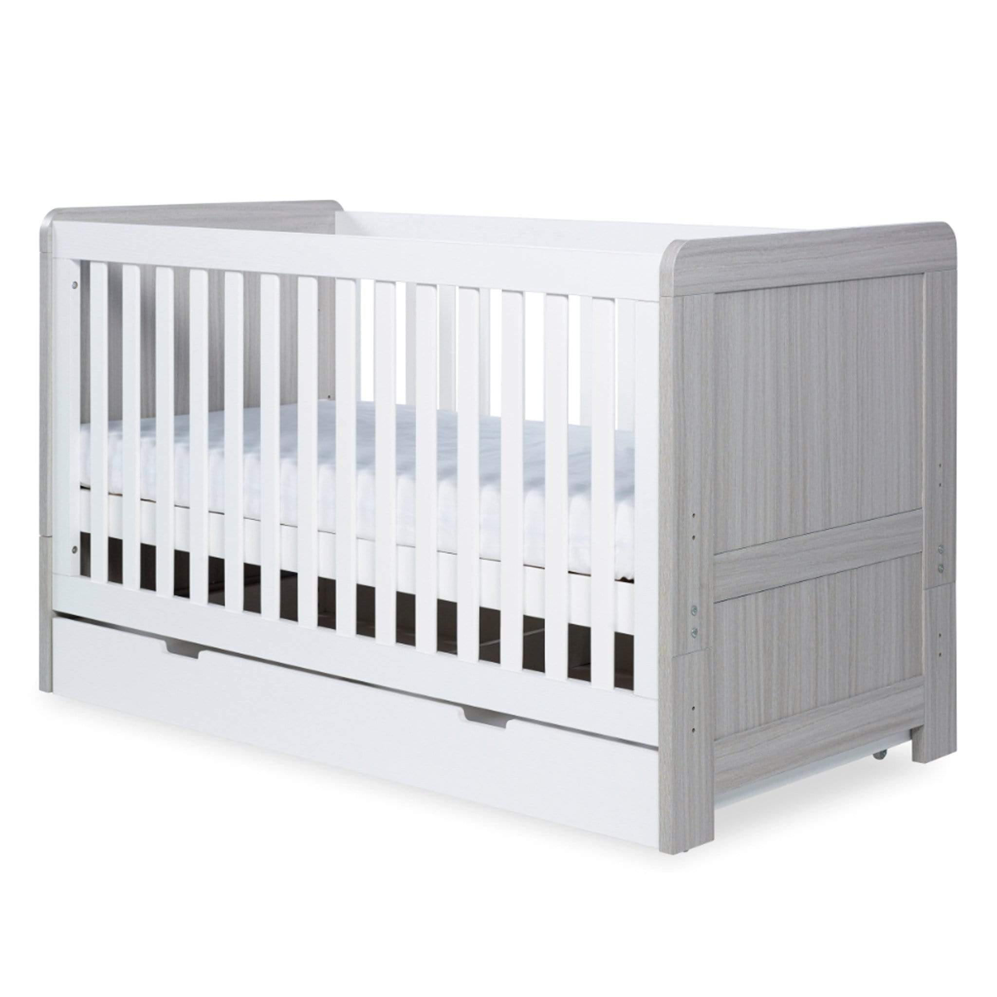 Ickle Bubba cot bed room sets Ickle Bubba Pembrey 3 Piece Nursery Room Set & Under Drawer Ash Grey & White