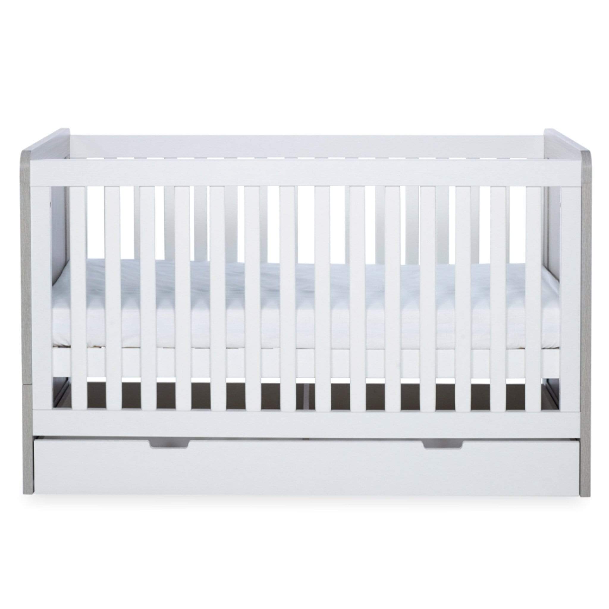 Ickle Bubba Cot Beds Ickle Bubba Pembrey Cotbed & Under Drawer Ash Grey & White