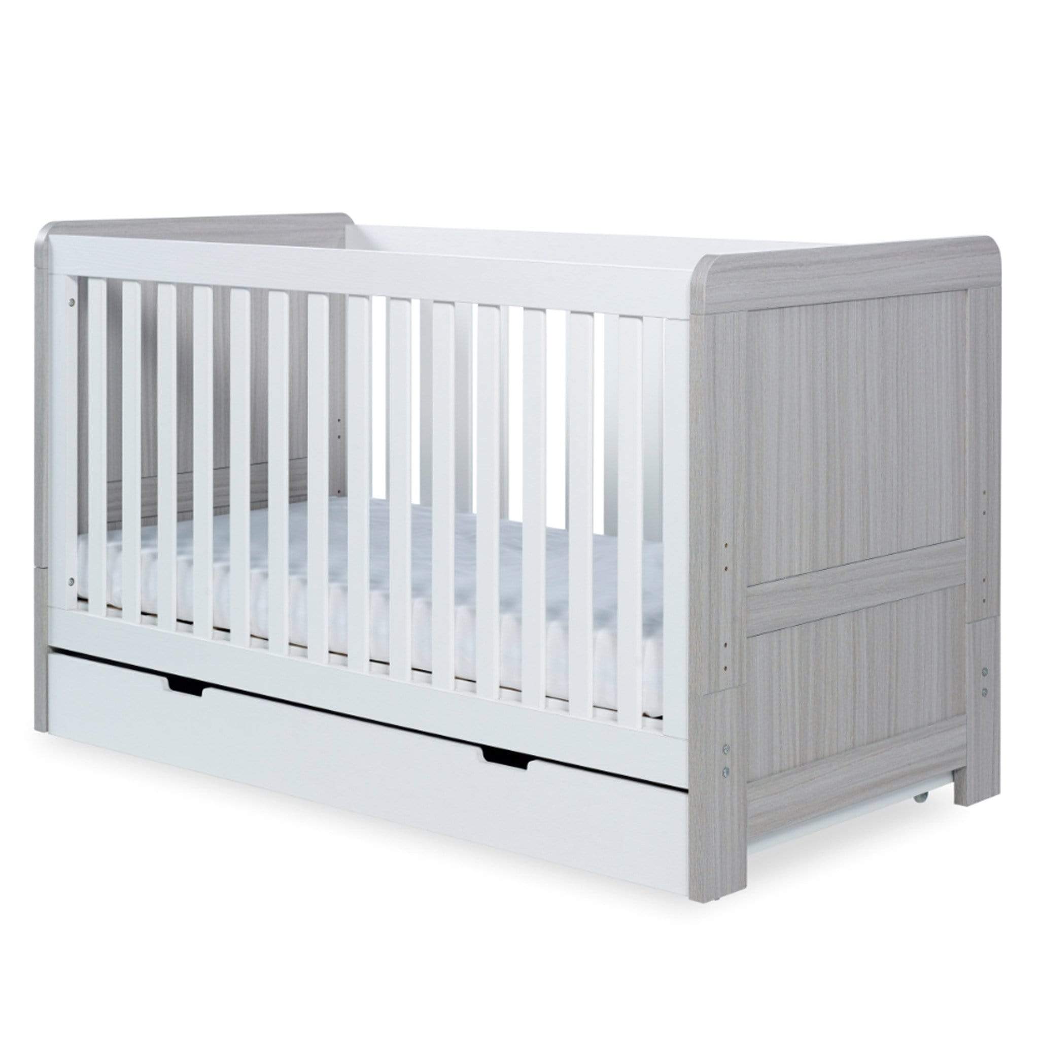 Ickle Bubba Cot Beds Ickle Bubba Pembrey Cotbed & Under Drawer Ash Grey & White