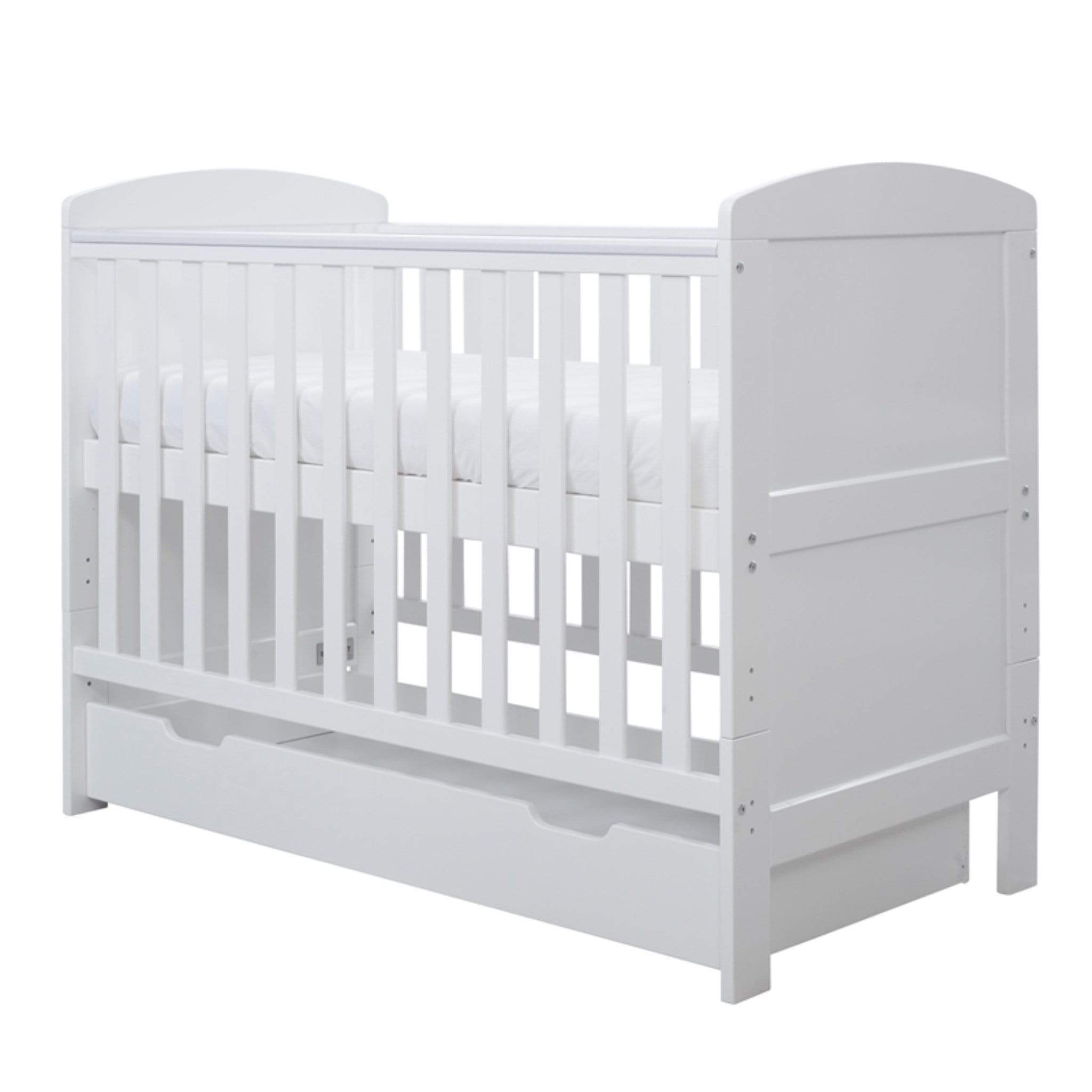 Ickle Bubba Cot Beds Ickle Bubba Coleby Mini Cot Bed & Under Drawer White