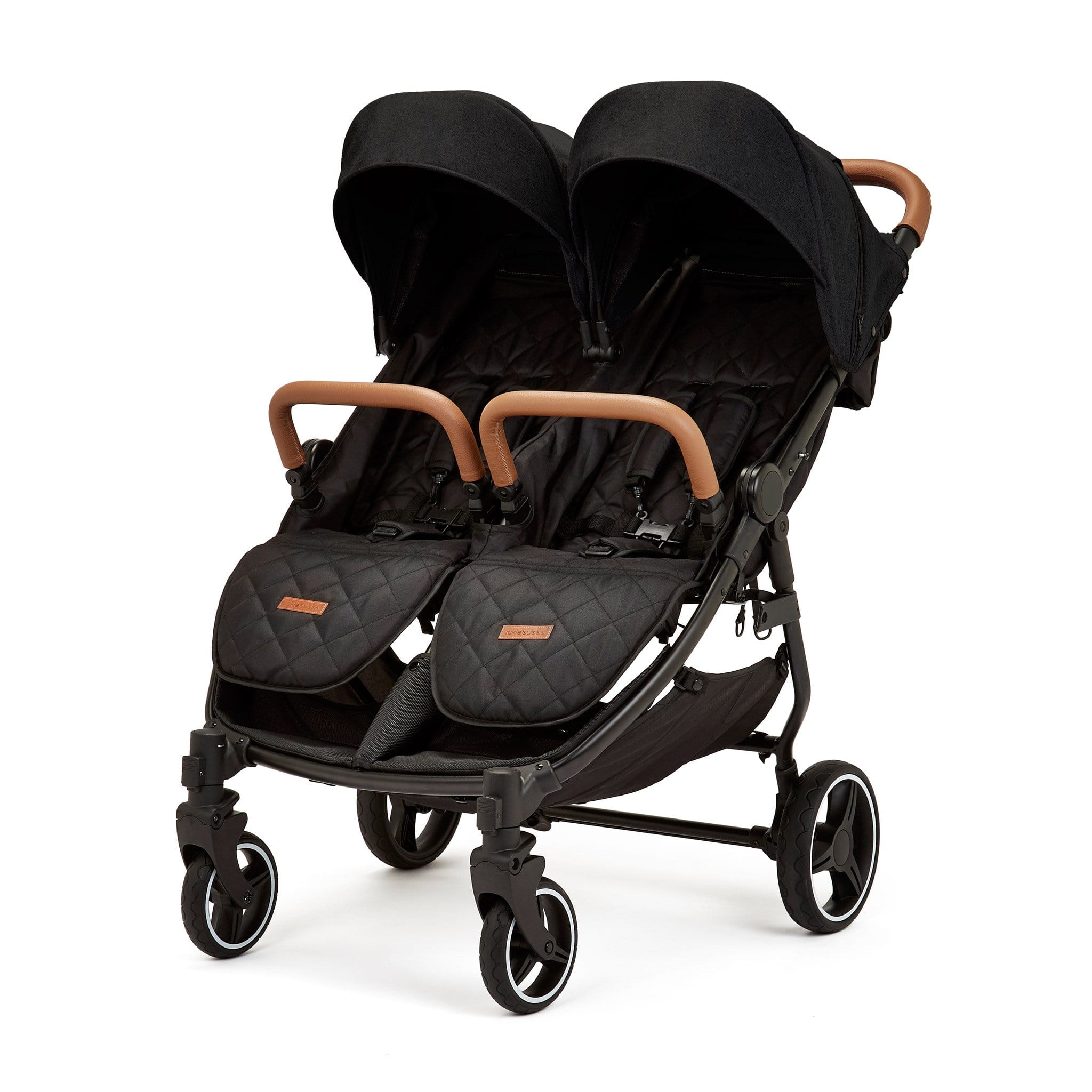 Ickle Bubba double buggies Ickle Bubba Venus Double Stroller Black/Black/Tan 16-004-100-003