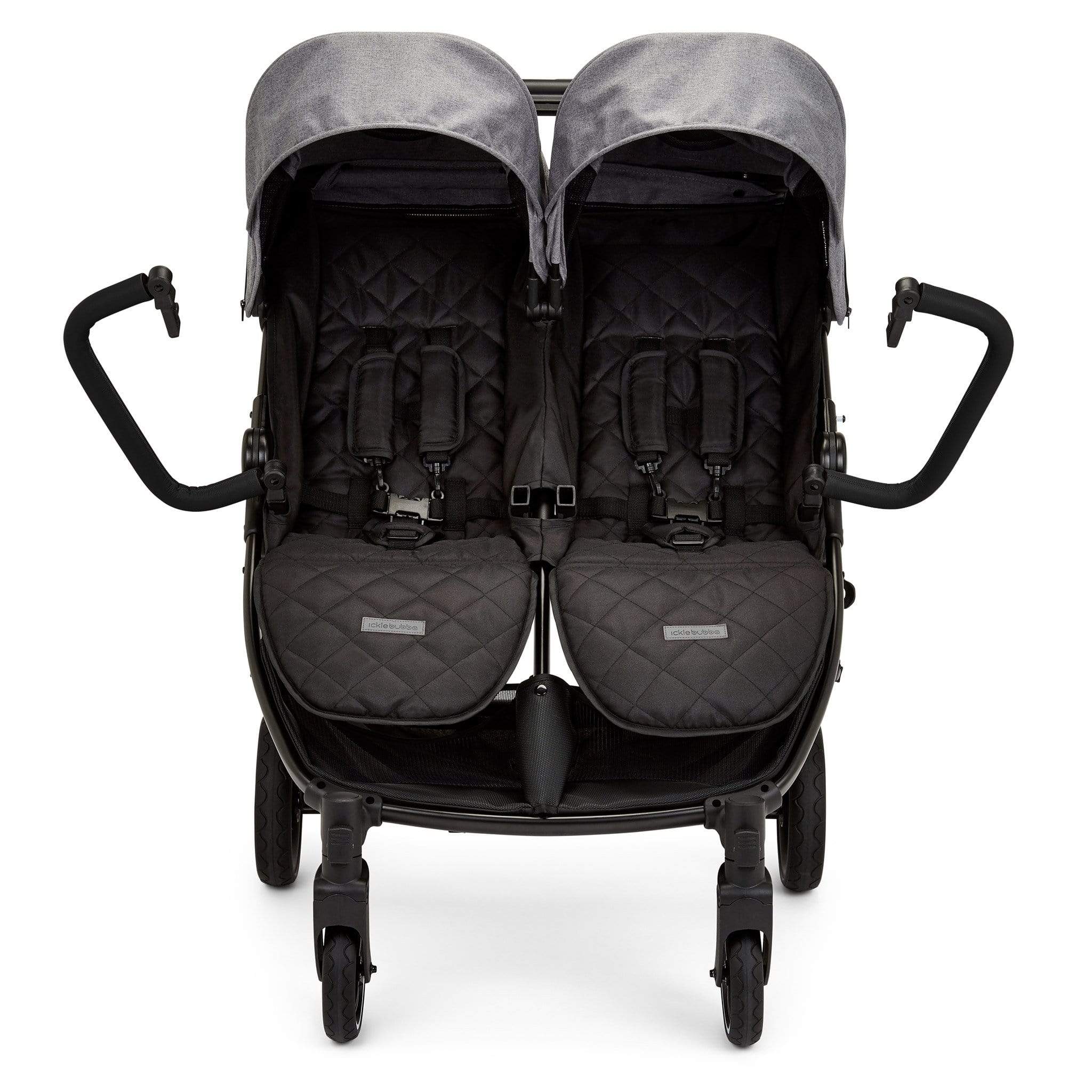 Ickle Bubba double buggies Ickle Bubba Venus Double Stroller Black/Space Grey/Black 16-004-100-014